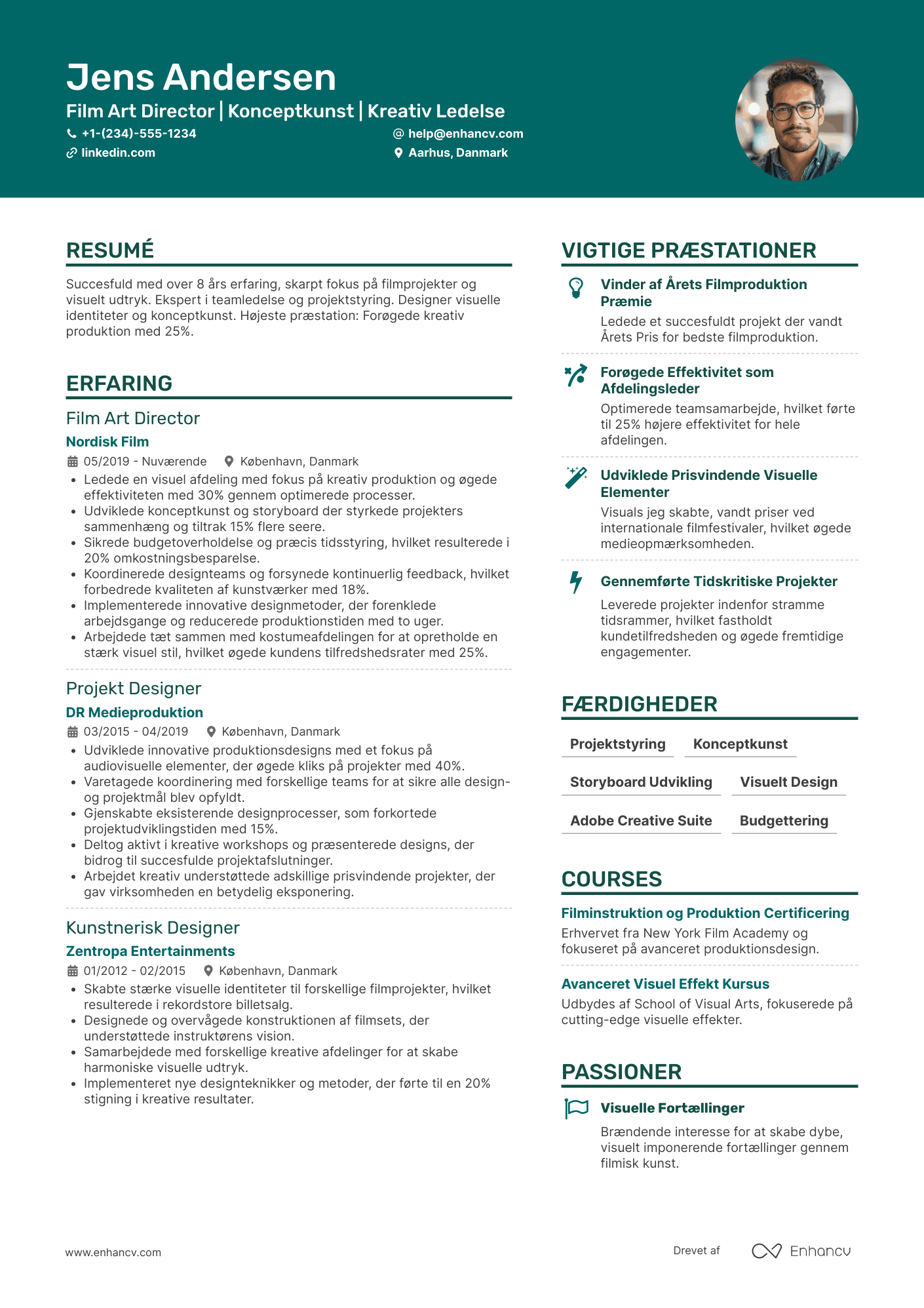 CV til Film art director Resume Example