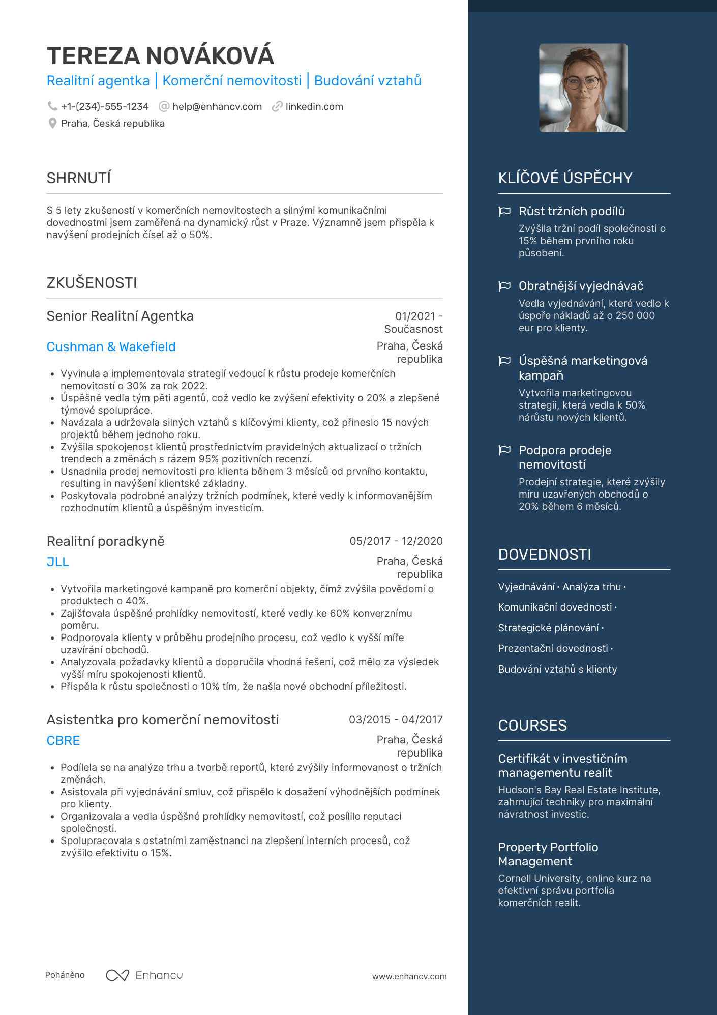 Životopis pro Realitní agent pro komerční nemovitosti Resume Example