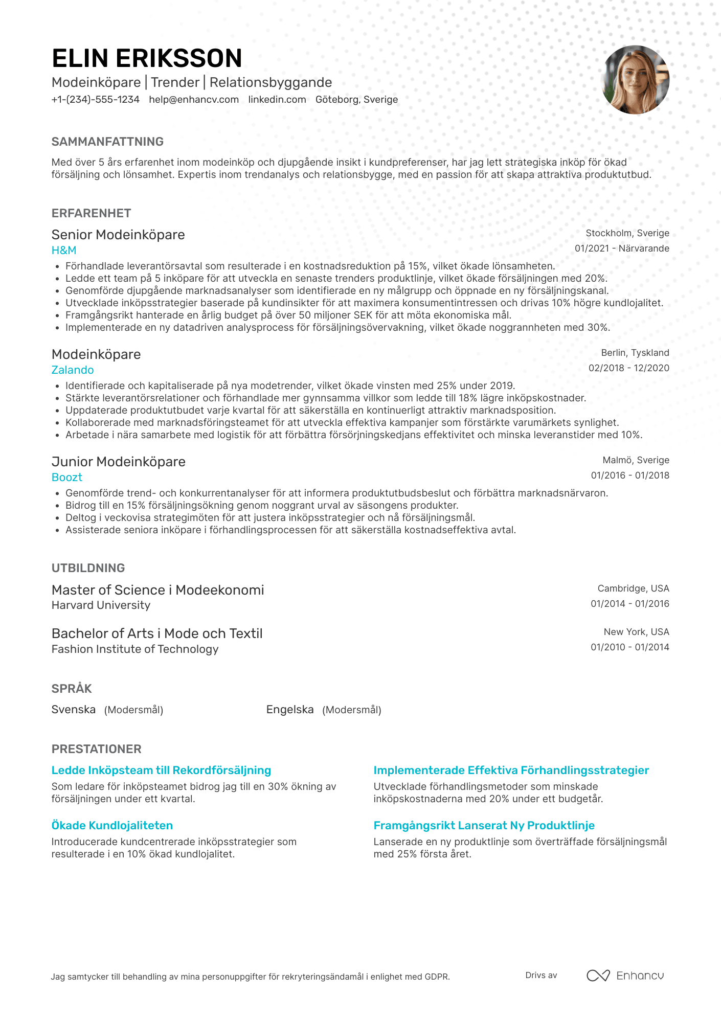 CV för Amazon Modeinköpare Resume Example