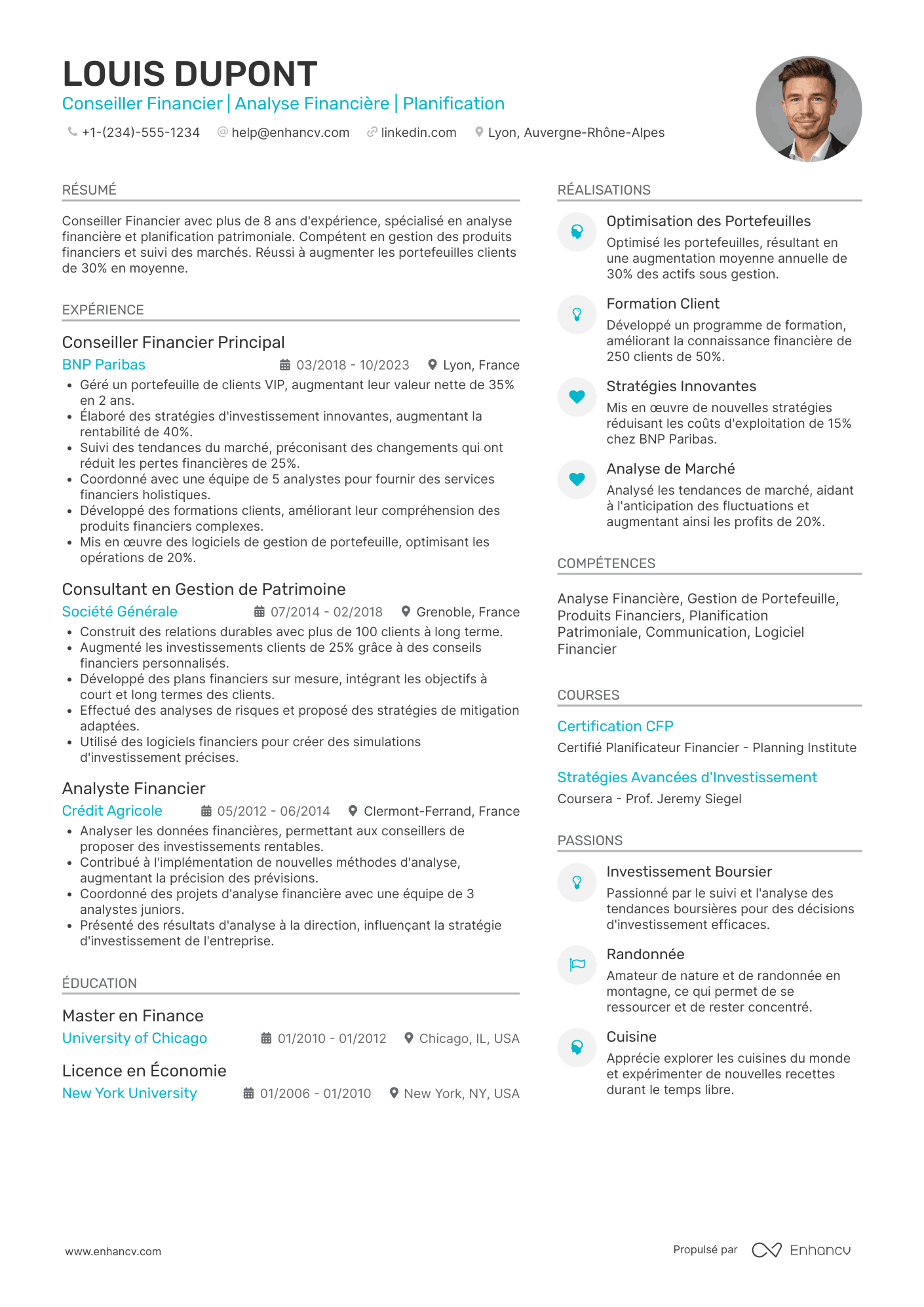 CV de conseiller financier Resume Example