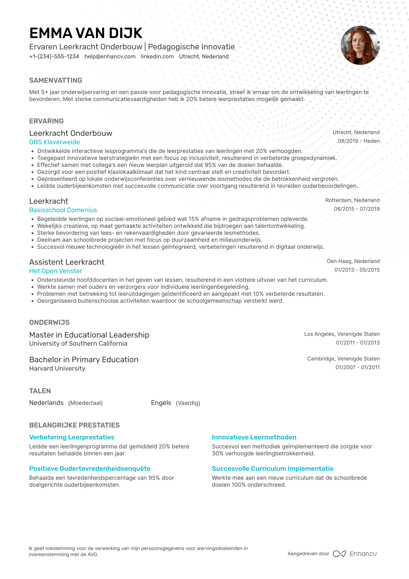 CV voor Leerkracht Onderbouw Resume Example