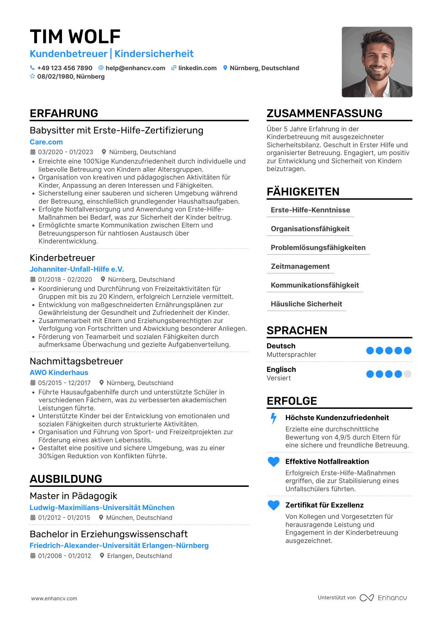 Lebenslauf als Babysitter mit Erste Hilfe Zertifizierung Resume Example