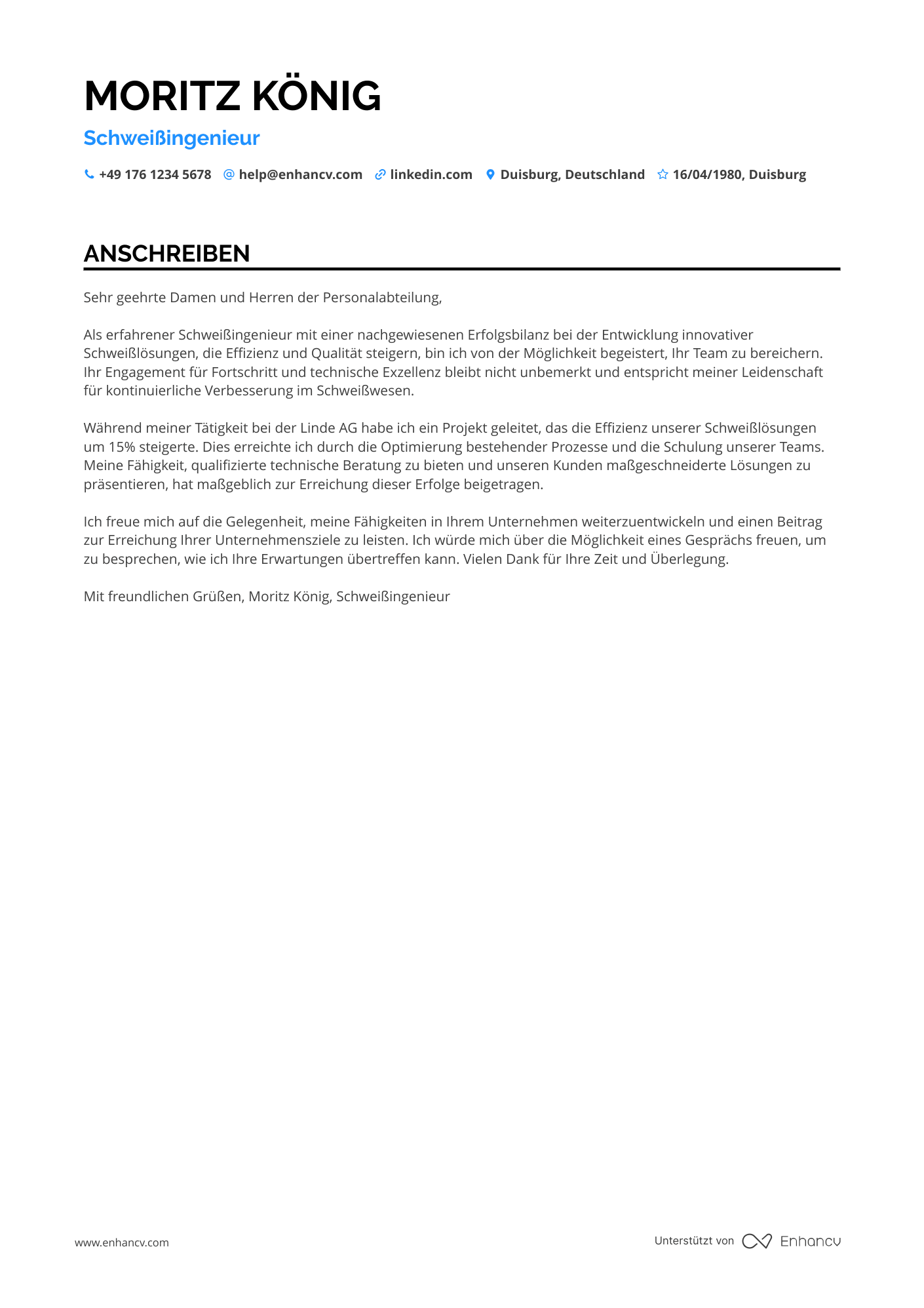 Schweißer Berater Resume Example