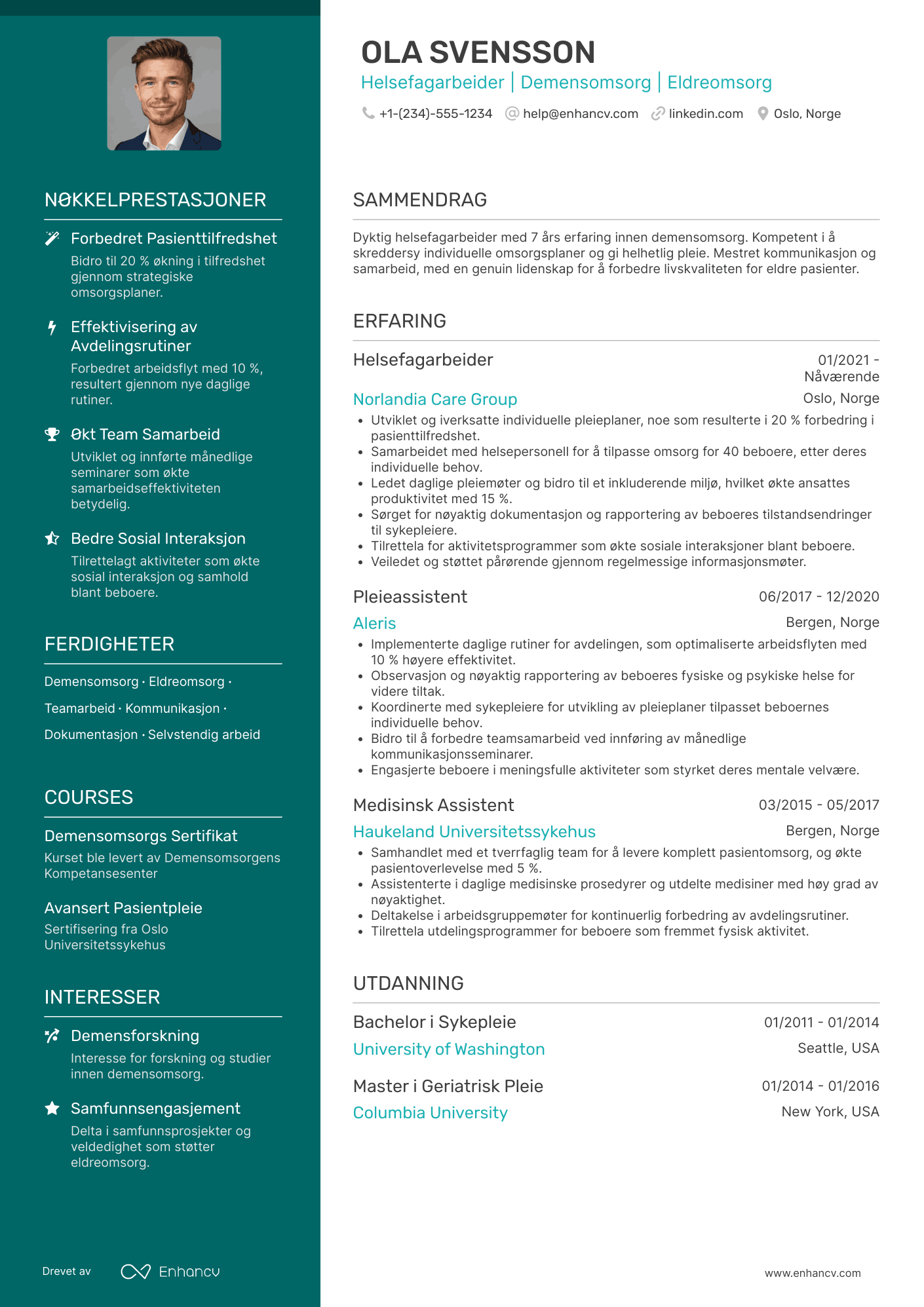 CV for Helsefagarbeider Demens Resume Example