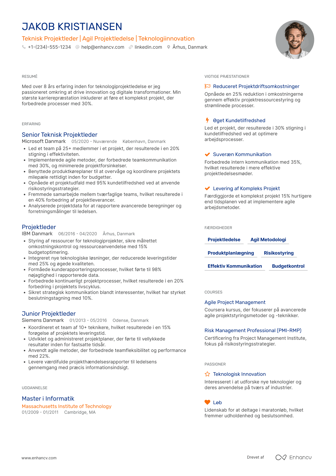 CV til Teknisk Projektleder Resume Example