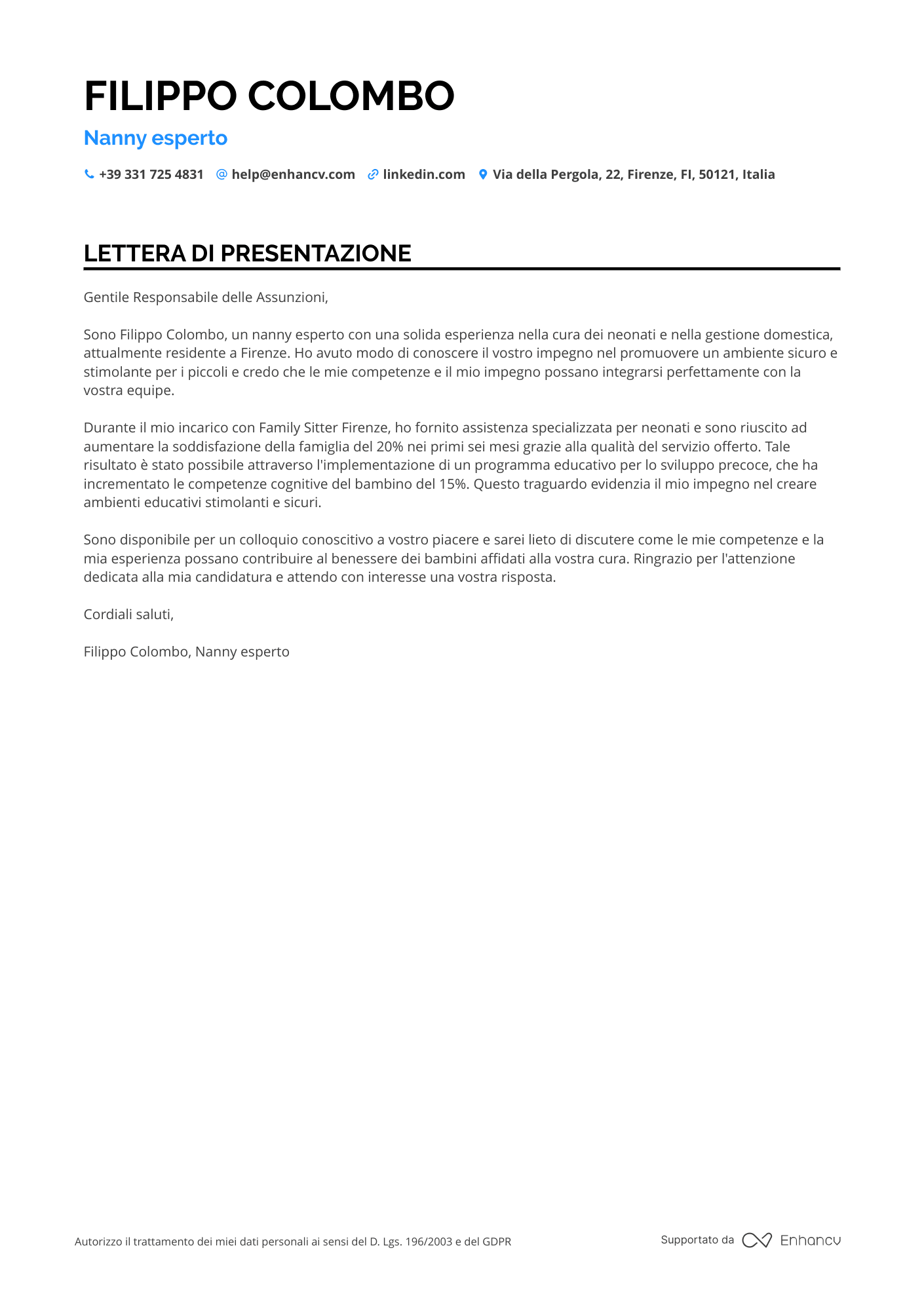 Baby Sitter Professionale Resume Example