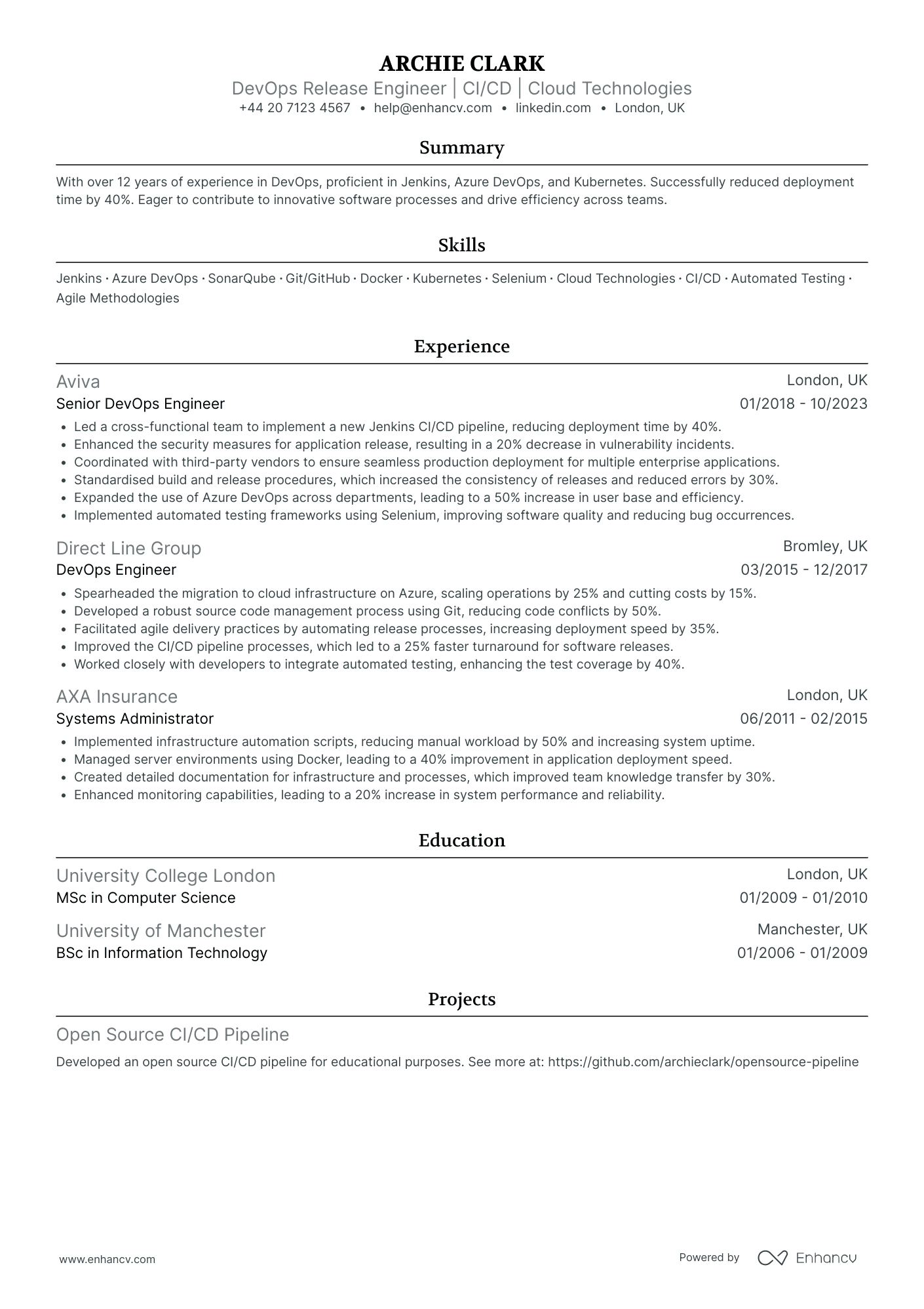 Devops Security Engineer Resume Example