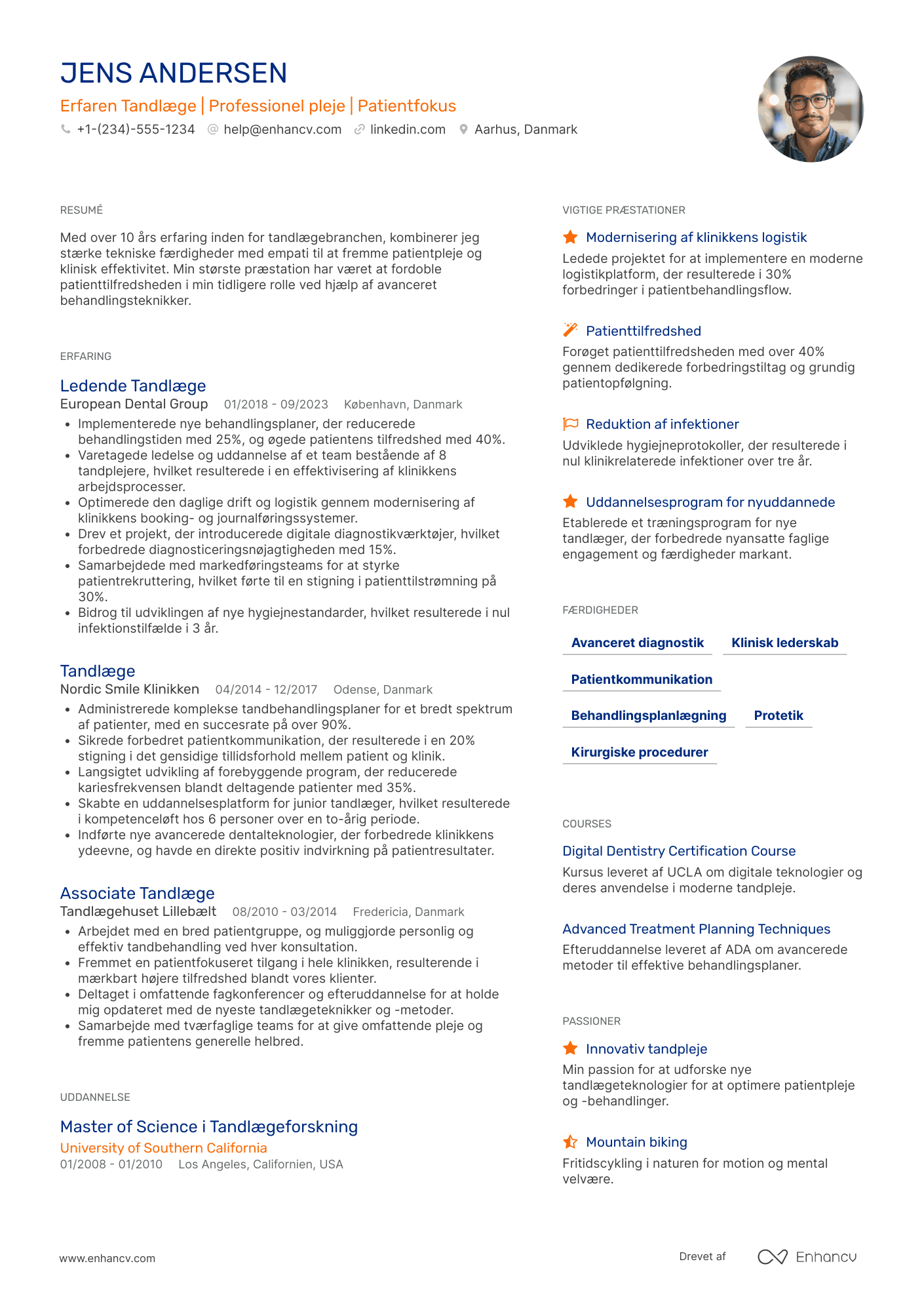 CV til Erfaren tandlæge Resume Example