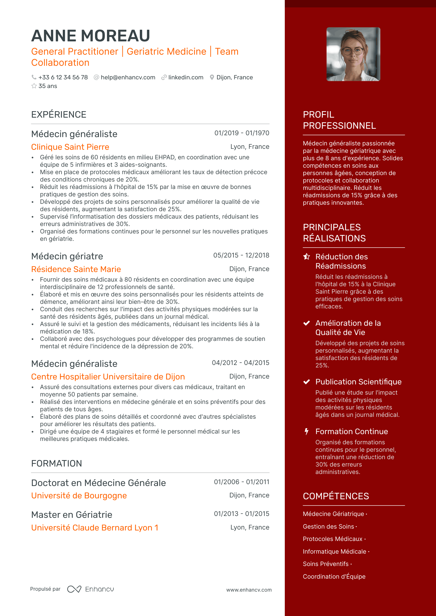 Médecin Résident Resume Example