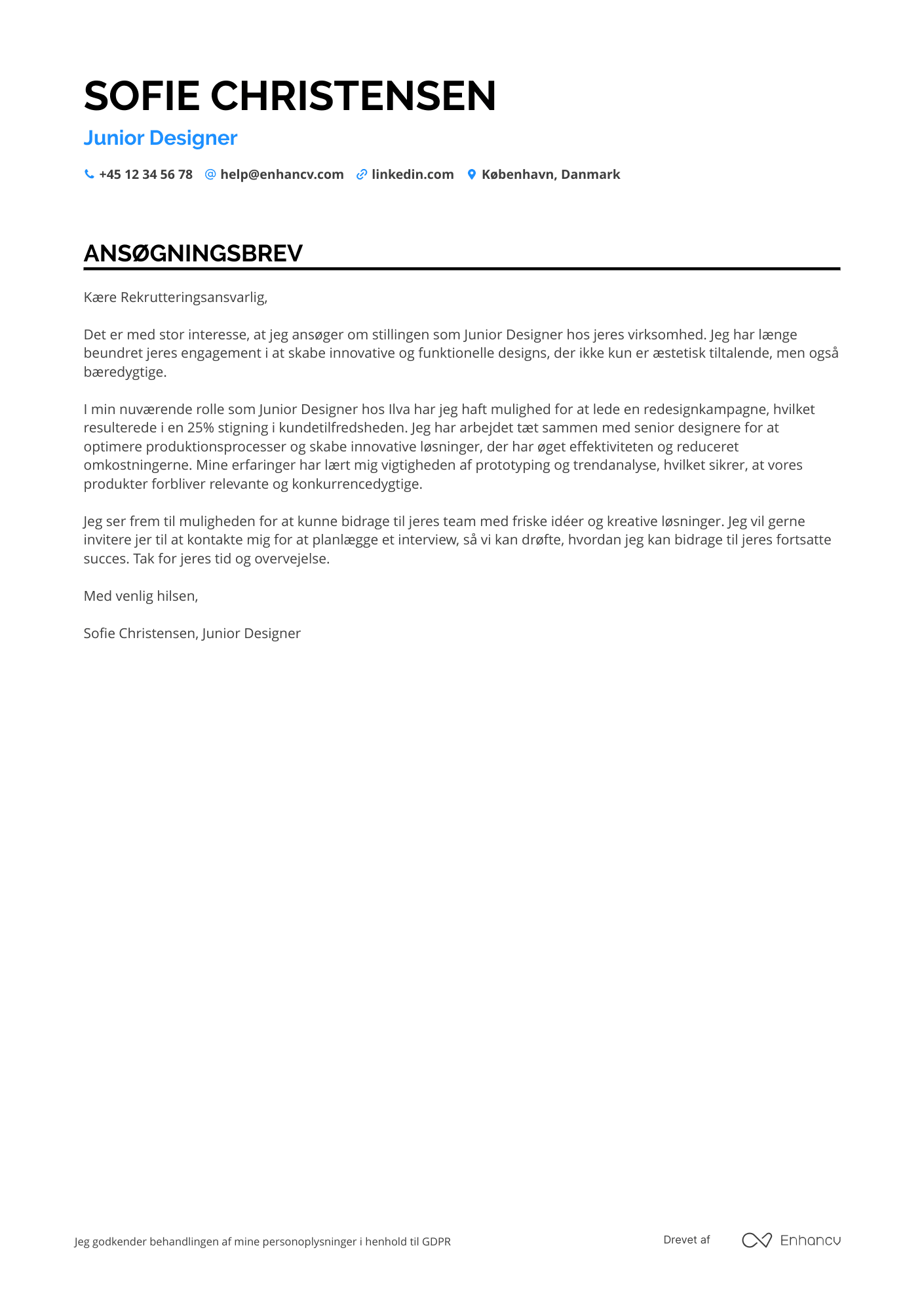 Ansøgningsbrev til Junior designer hos Ikea Resume Example