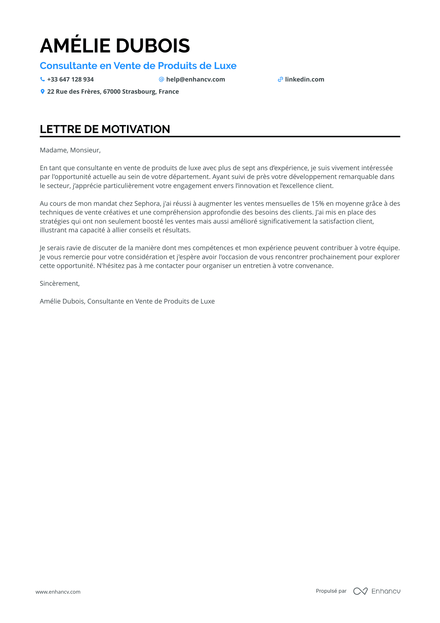 Commercial débutant Resume Example