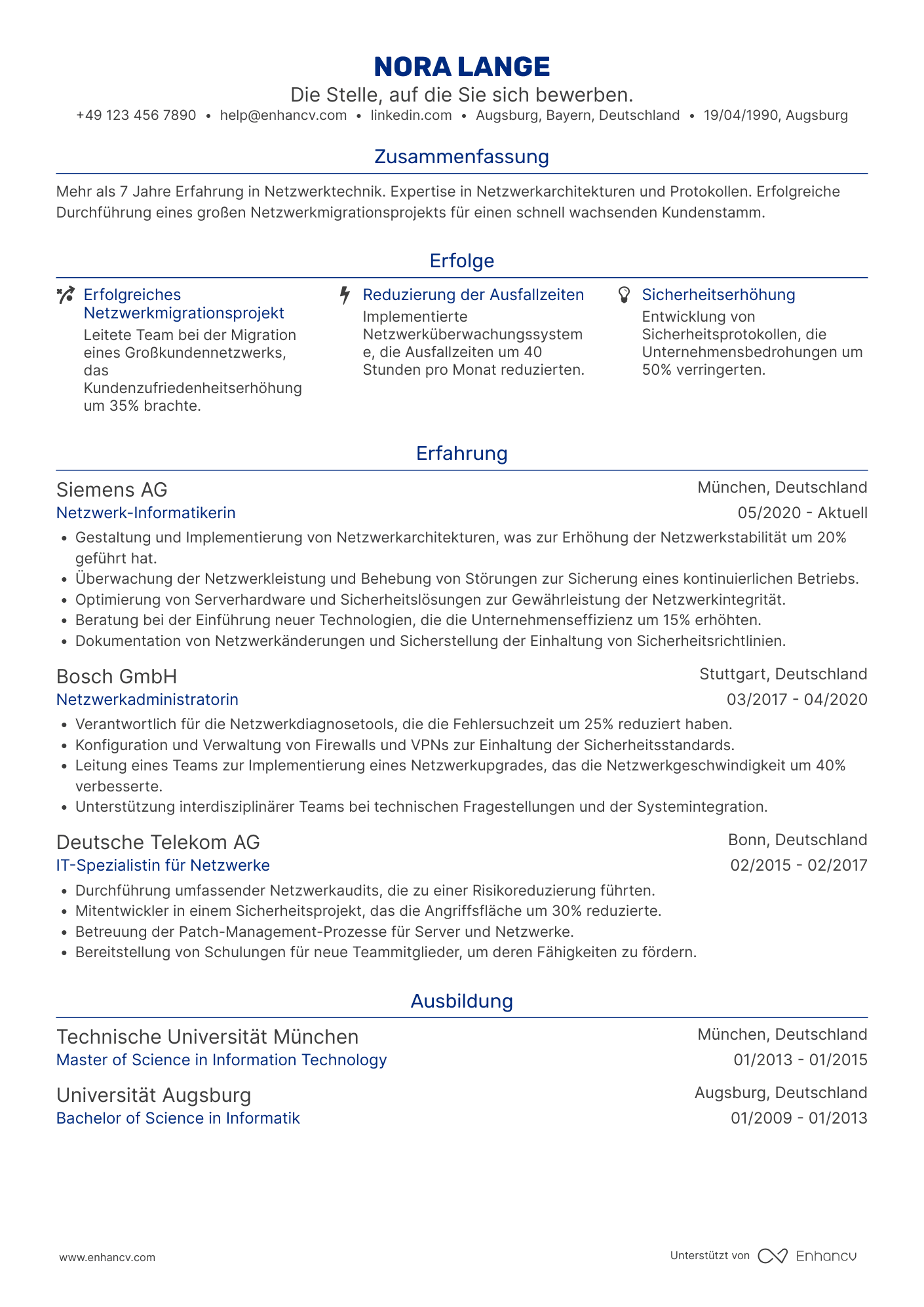 Lebenslauf als Netzwerk Informatiker Resume Example