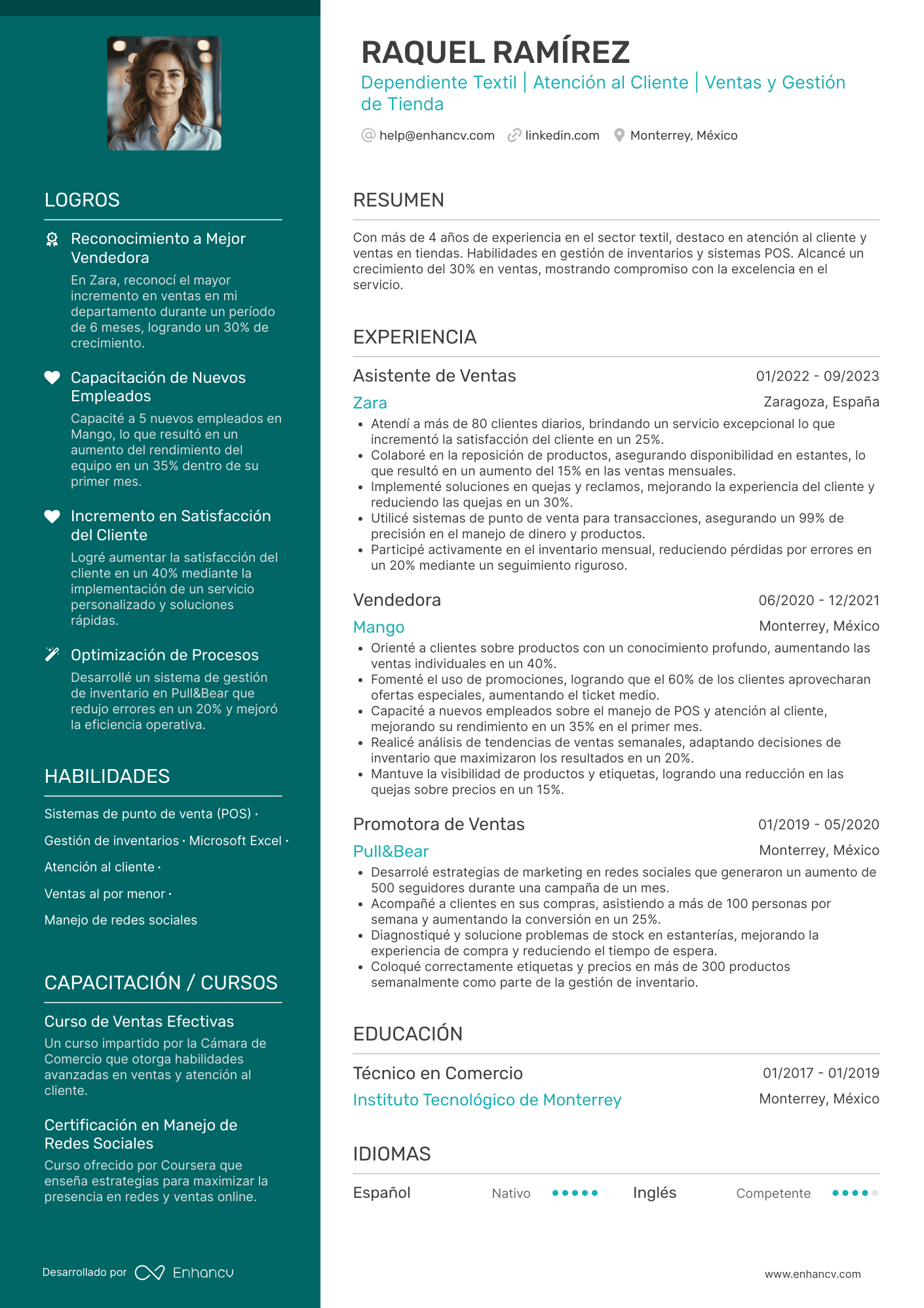 Dependienta textil Resume Example