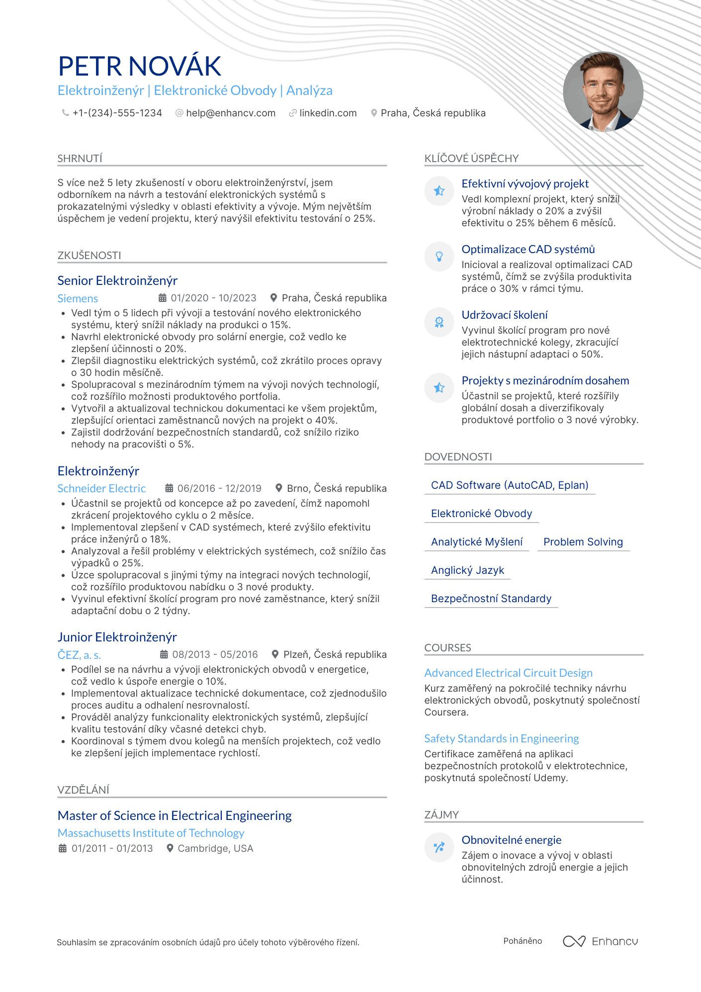 Životopis pro Elektroinženýr Resume Example