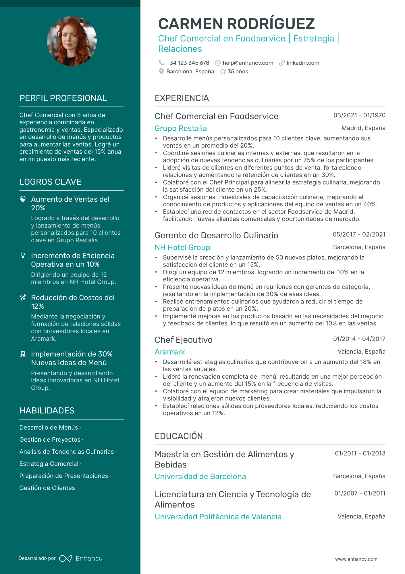 Chef Senior Resume Example