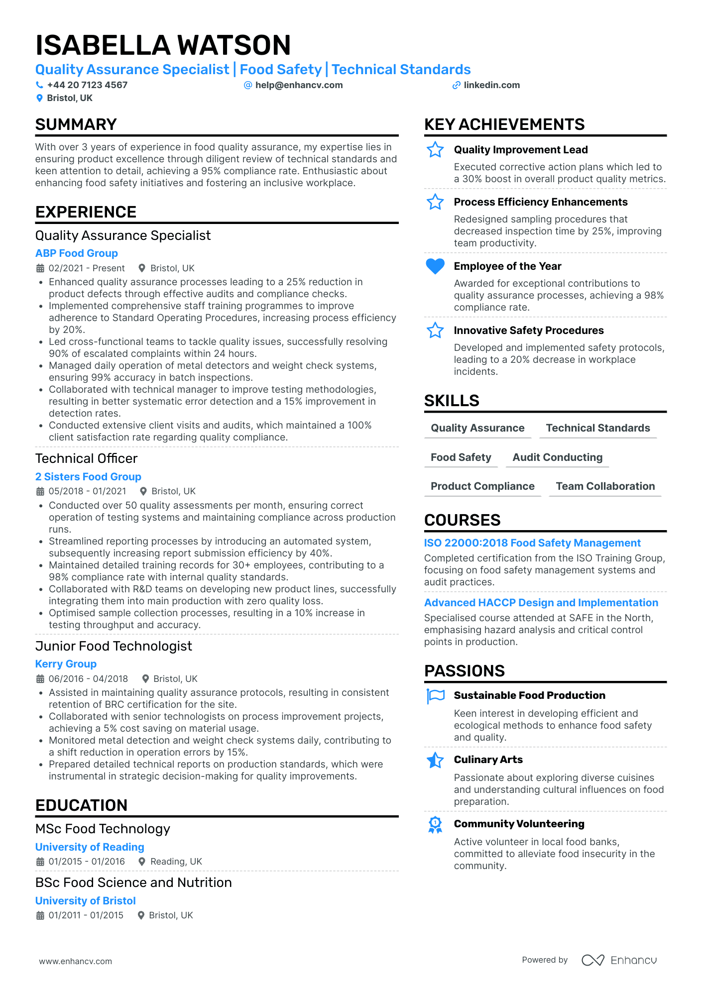 Quality Assurance Auditor Resume Example