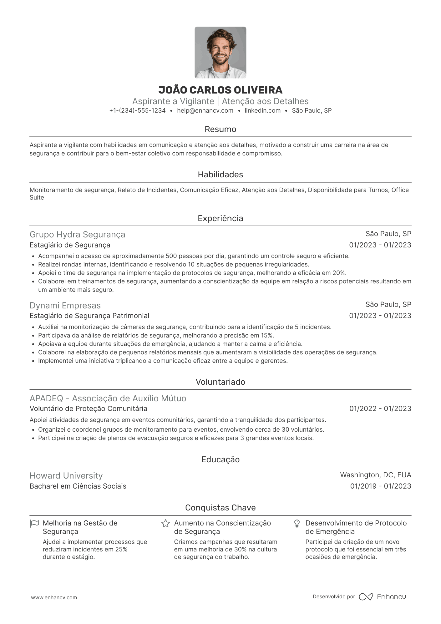 Vigilante Sem Experiência Resume Example