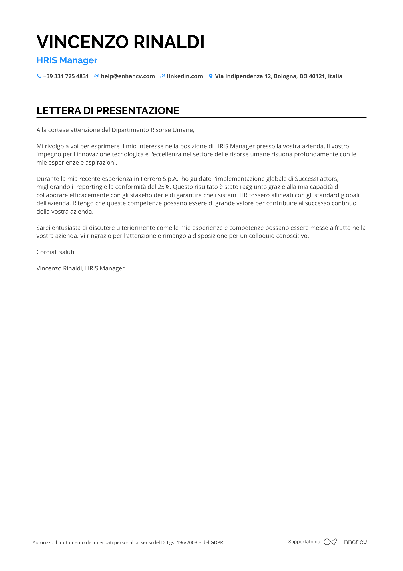 Addetto alla Sicurezza Lidl Resume Example