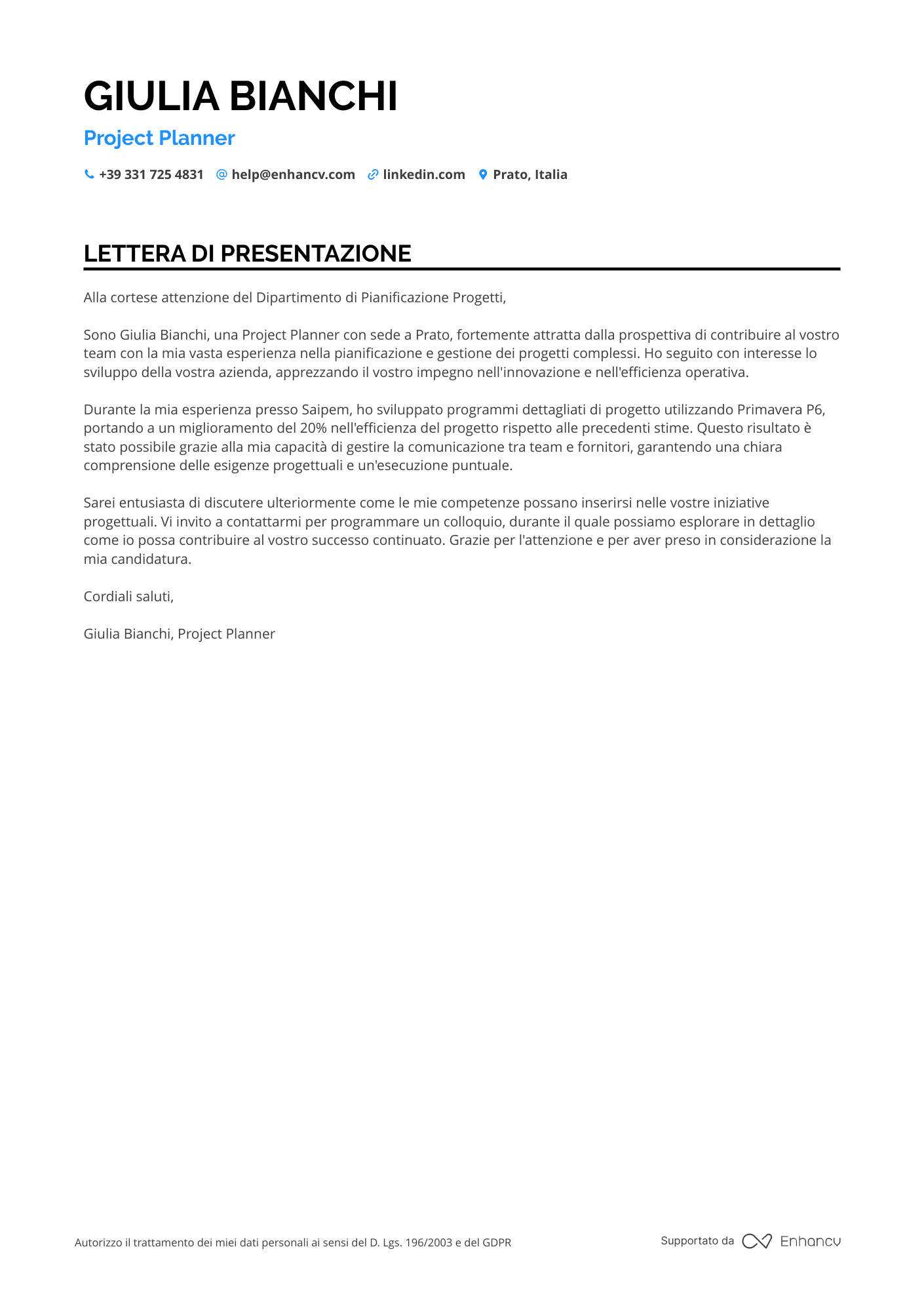 Ingegnere Senior Resume Example