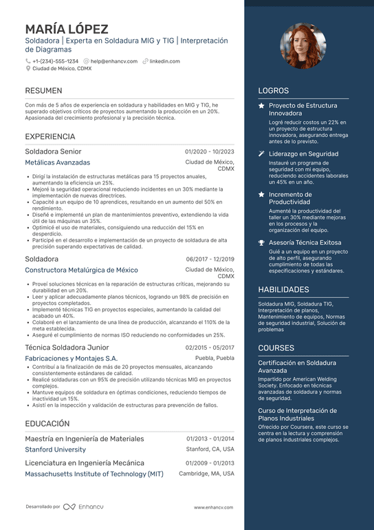 CV para soldador Resume Example