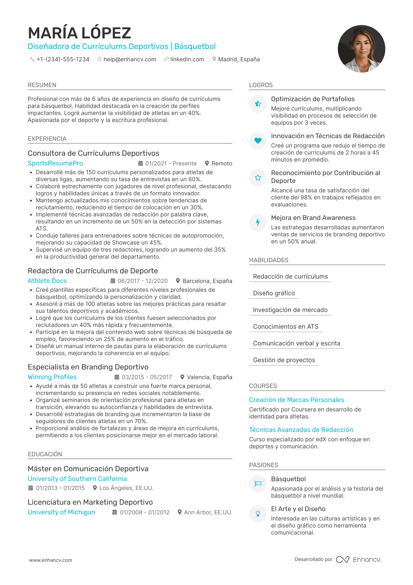 Ejemplo de currículum deportivo de básquetbol Resume Example