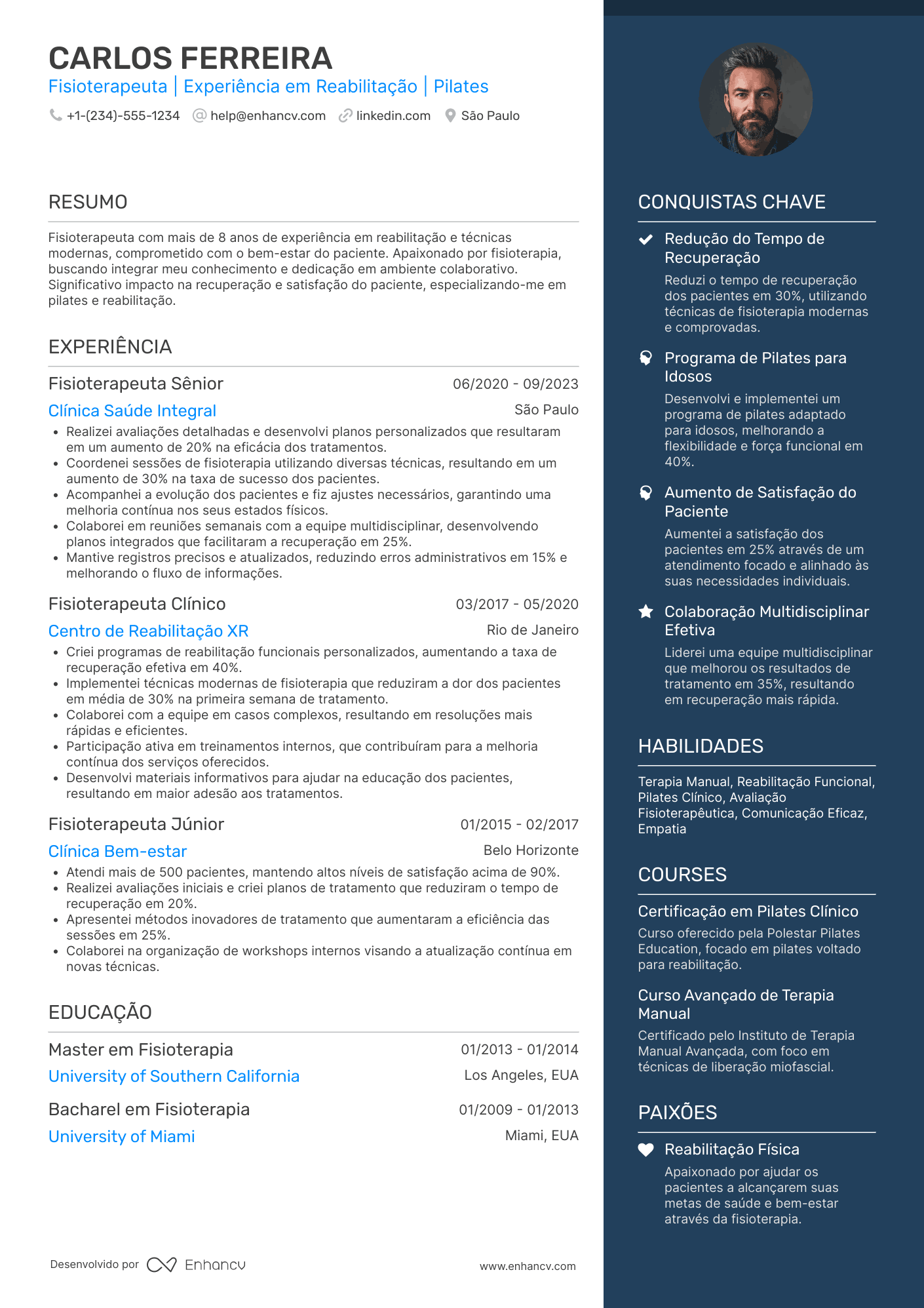 Currículo fisioterapeuta com experiência Resume Example