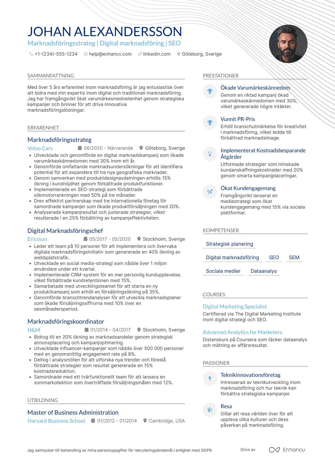 CV för Marknadsföringsstrateg Resume Example