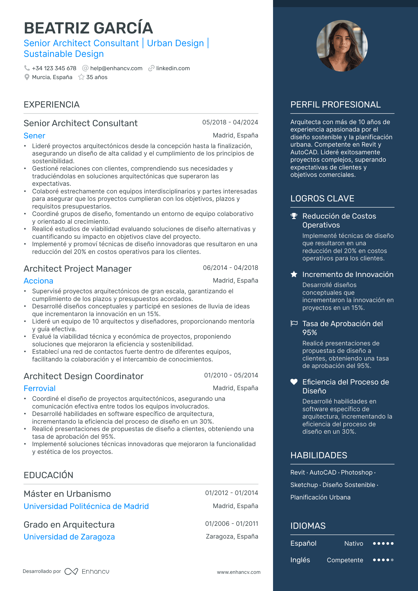 Arquitecto Senior Resume Example