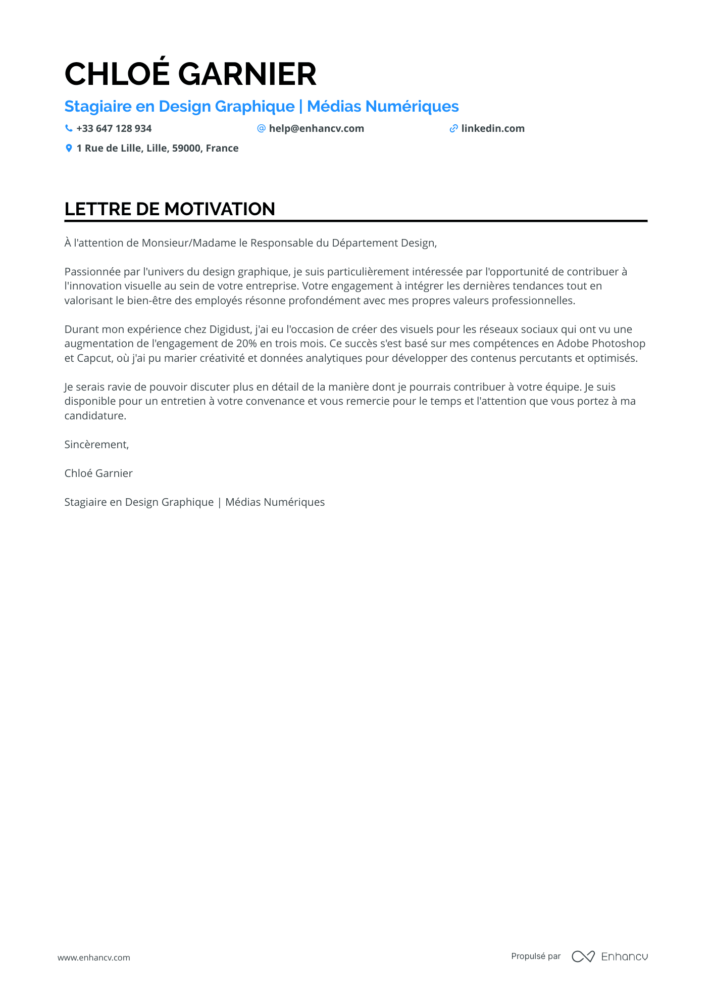 Stage Graphiste Resume Example