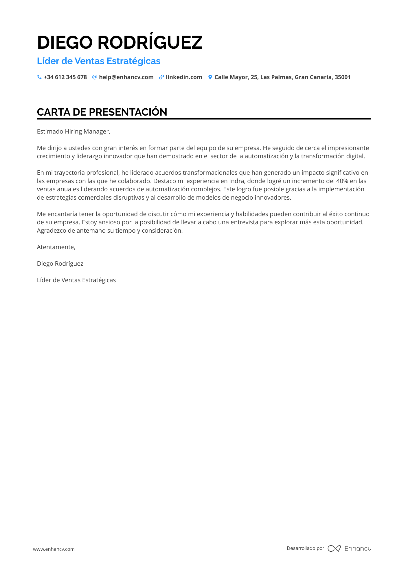 Director General de Ventas Resume Example