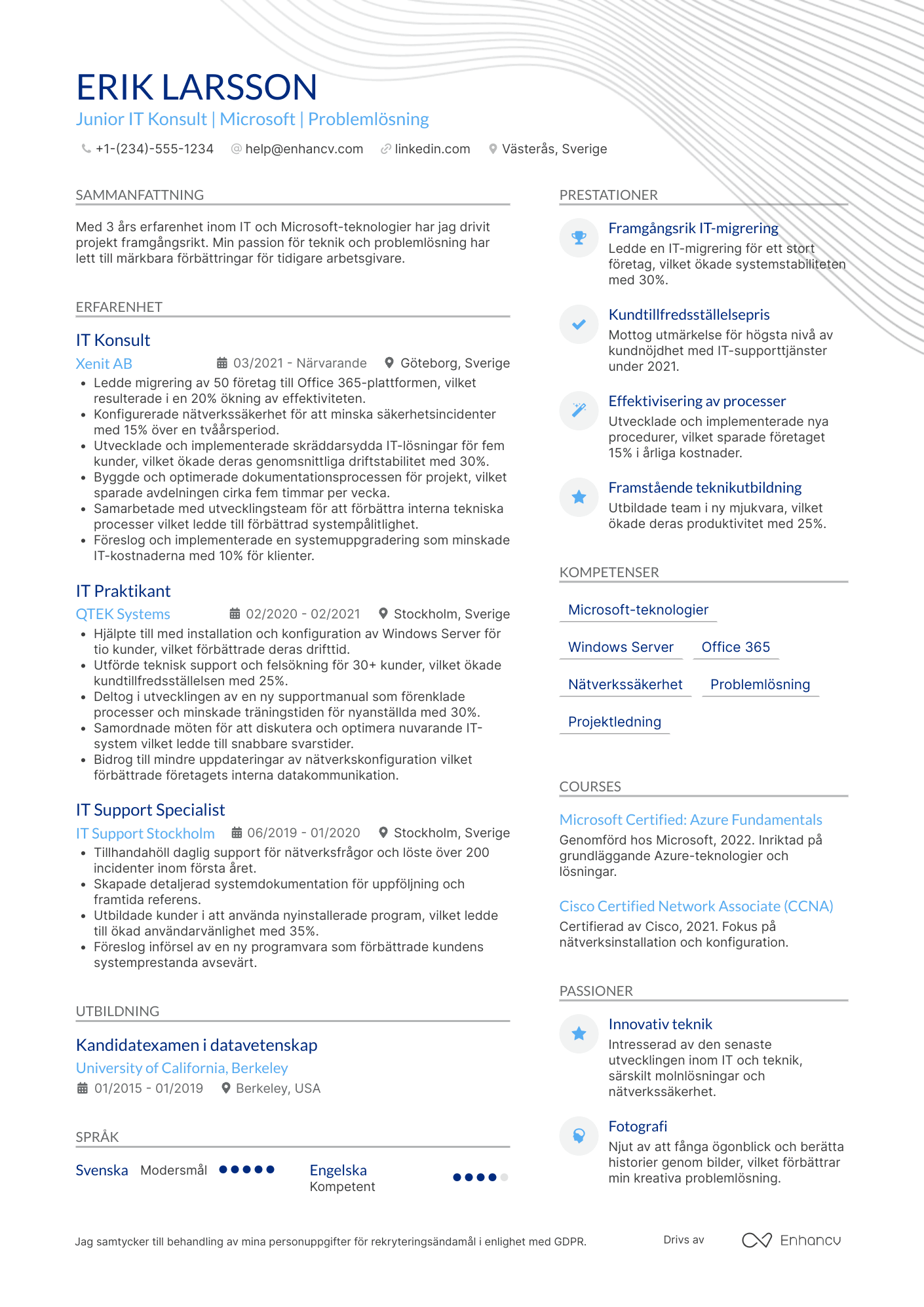 CV för Junior IT Konsult Resume Example