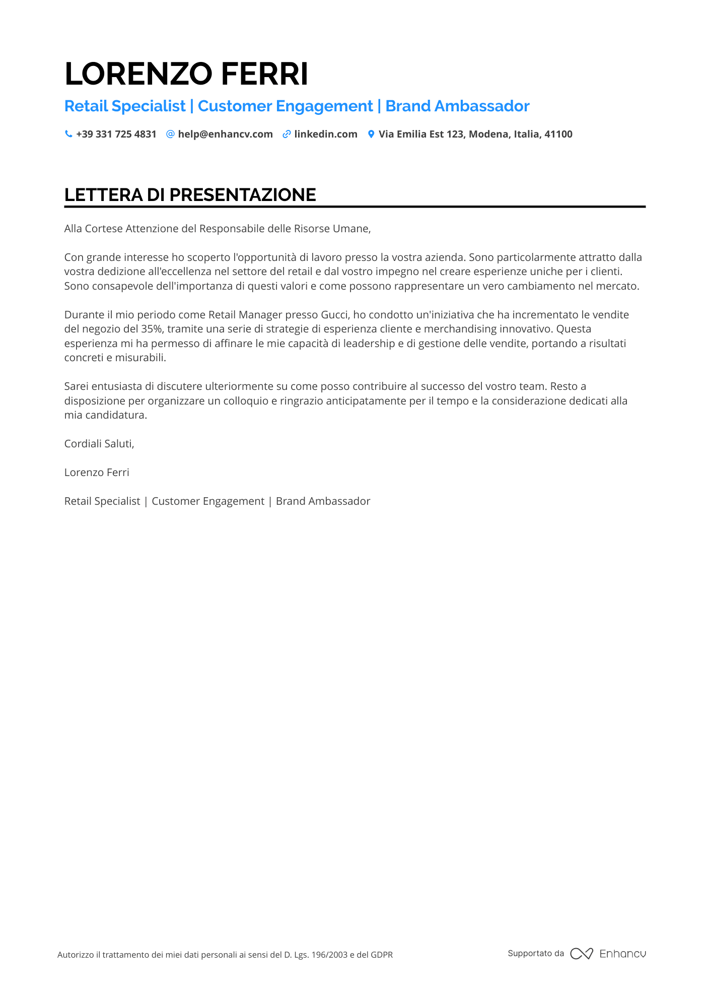 Addetto Alle Vendite Senza Esperienza Resume Example
