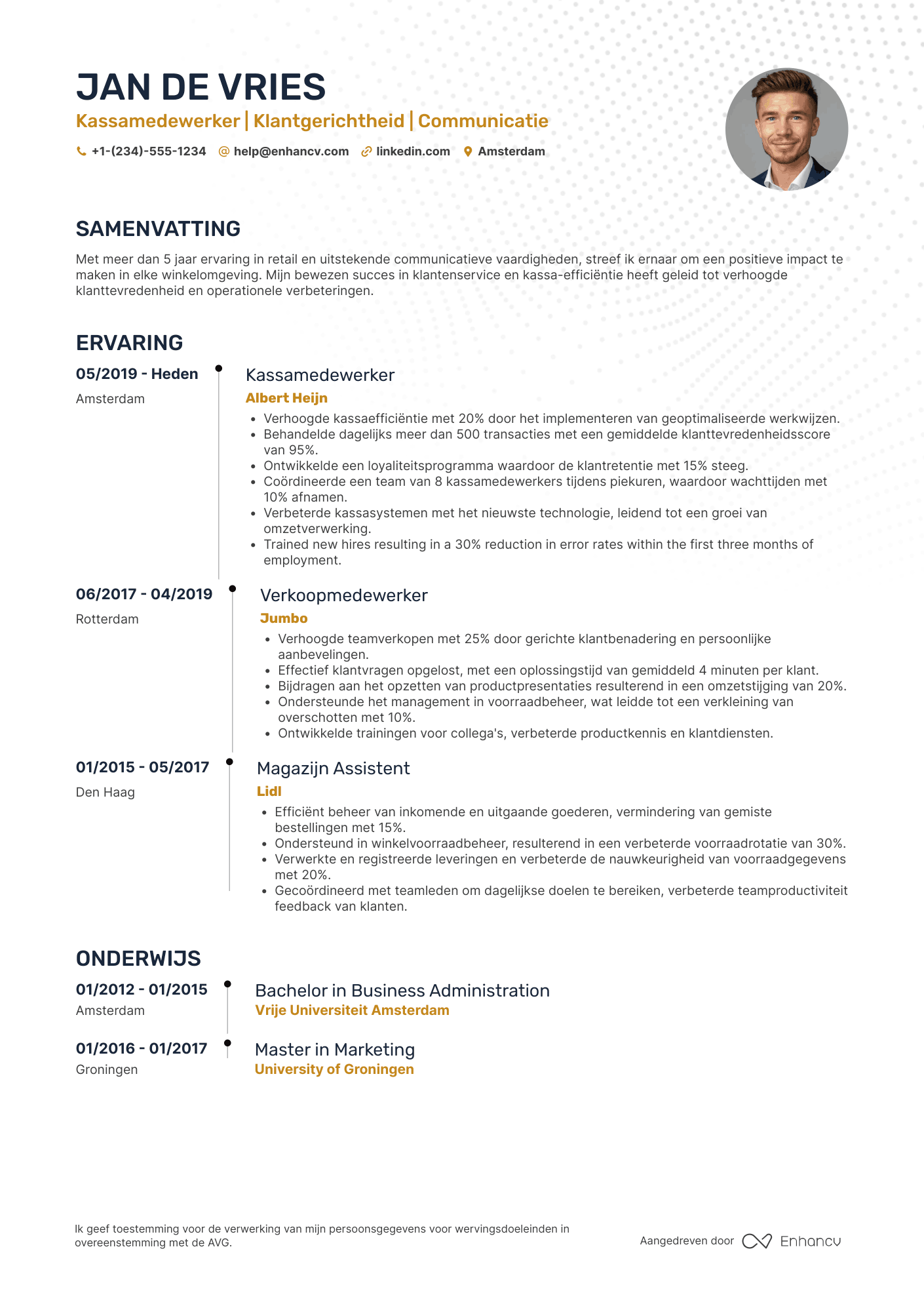 CV voor Kassamedewerker Grote Winkelketen Resume Example