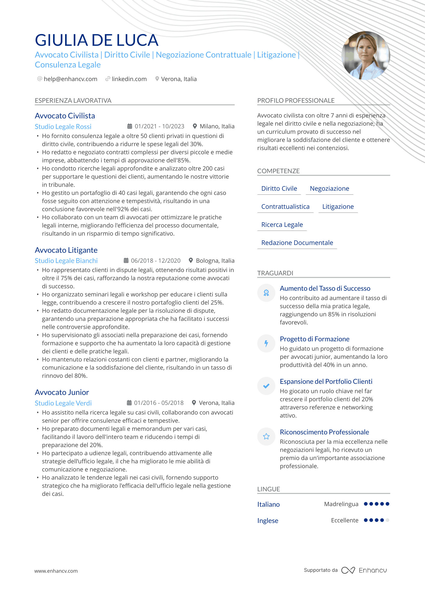 Avvocato civilista Resume Example