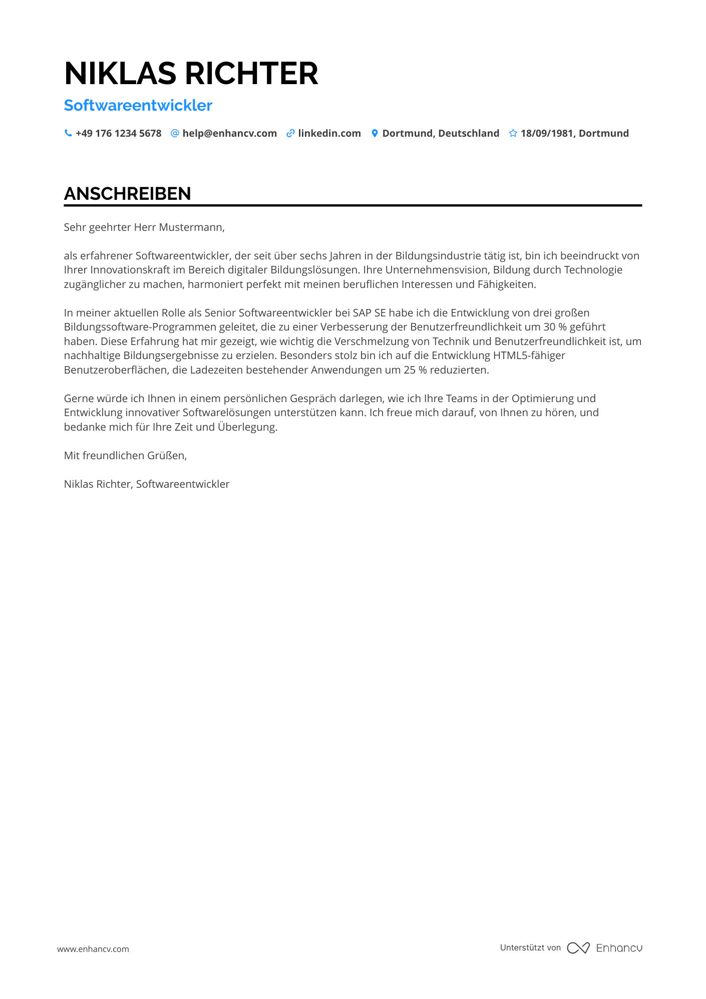 Programmierer in der Bildungsindustrie Resume Example