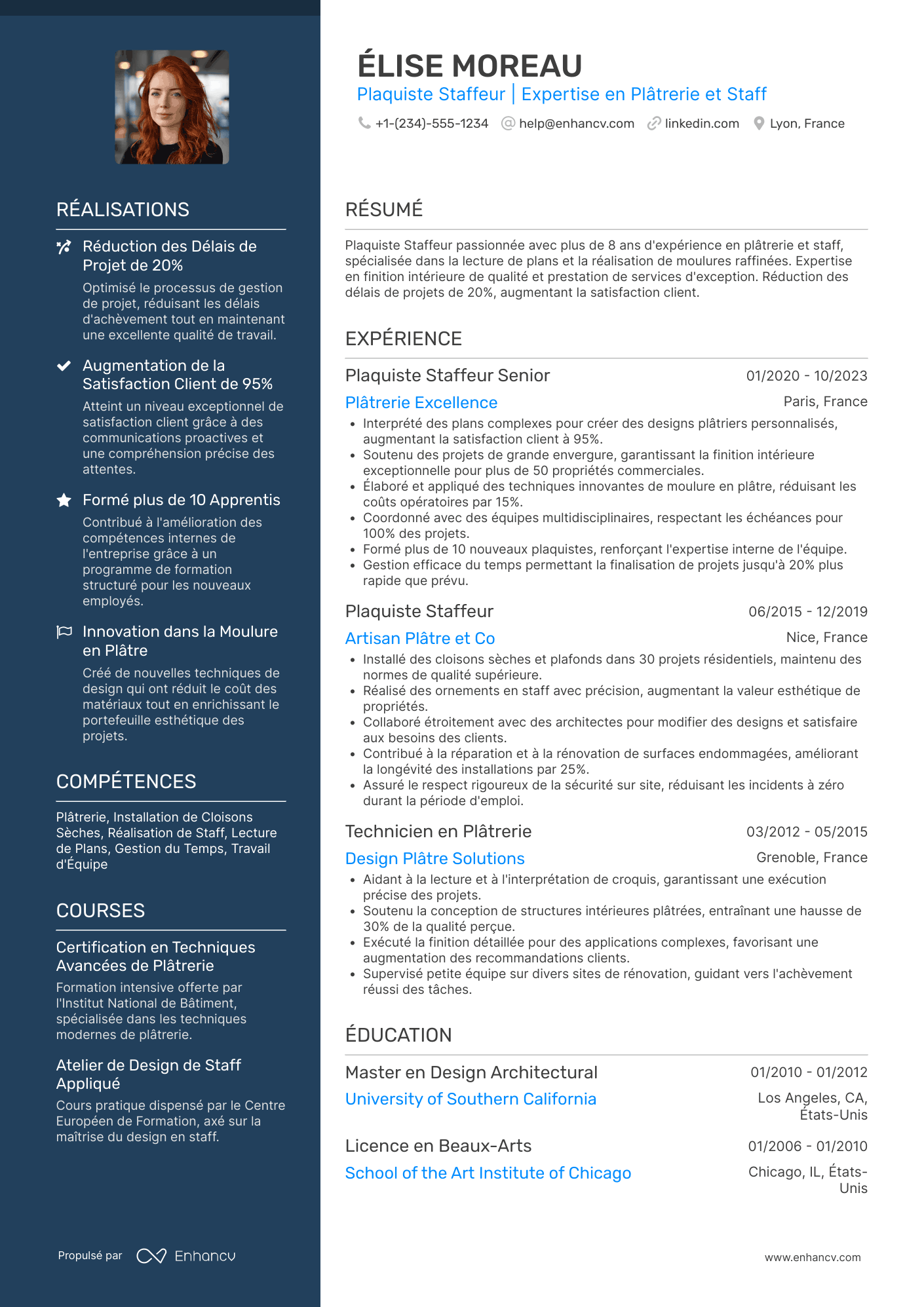 CV de plaquiste staffeur Resume Example