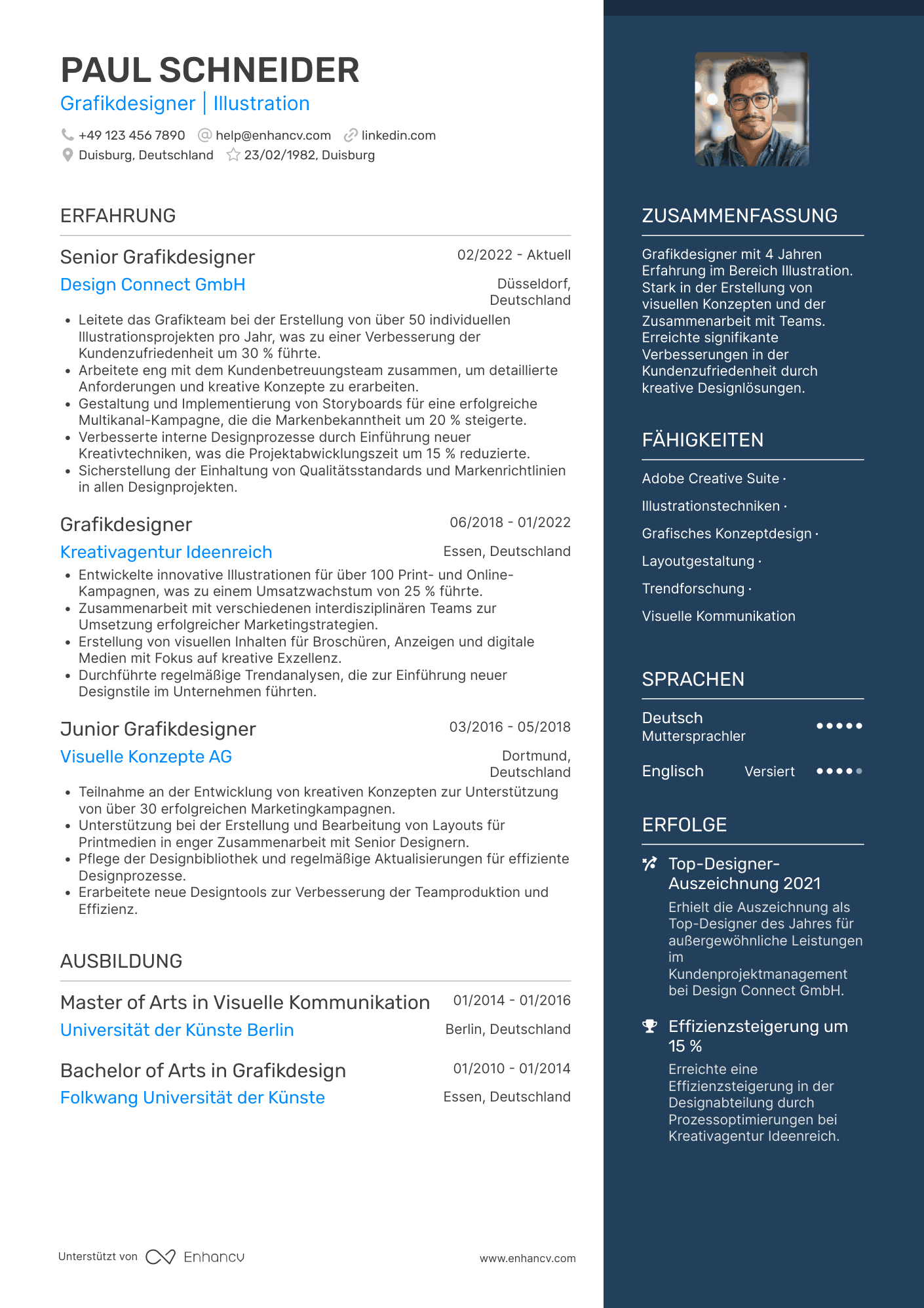 Lebenslauf als Grafikdesigner im Bereich Illustration Resume Example