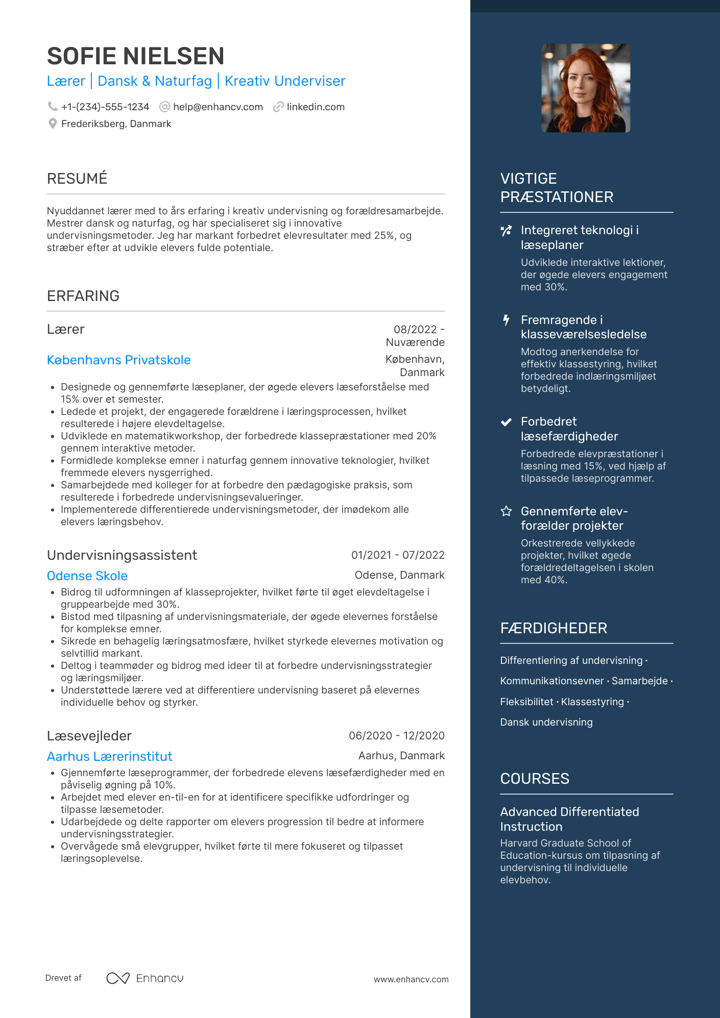 CV til Nyuddannet lærer Resume Example