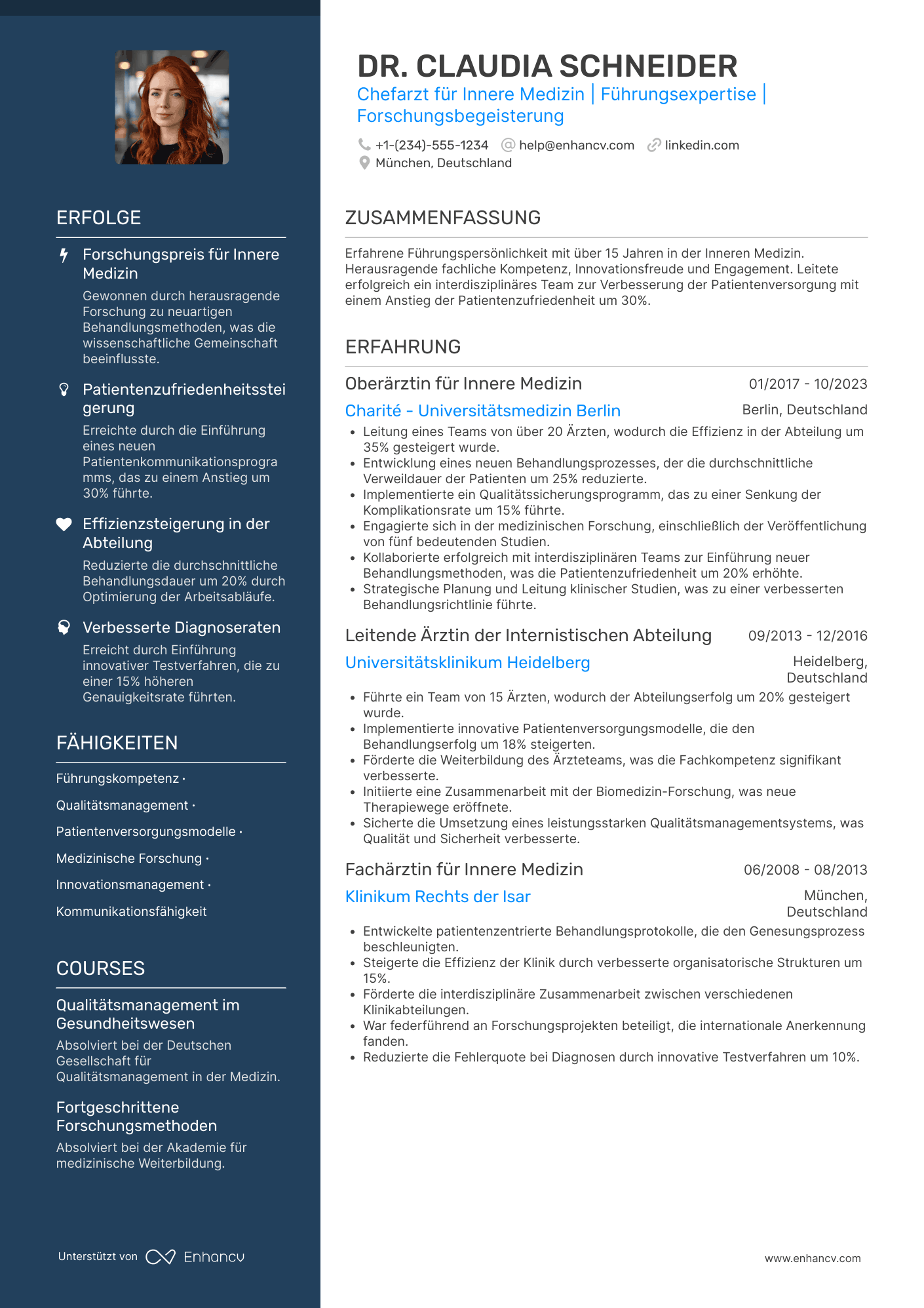 Lebenslauf Chefarzt Resume Example