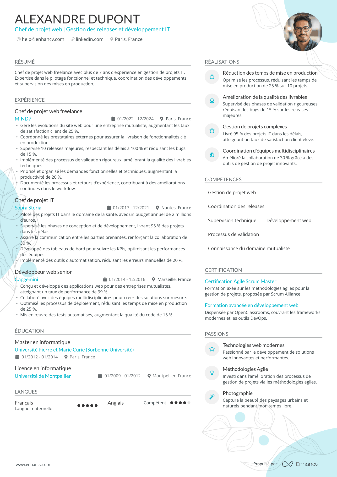 Chef De Projet Web Resume Example