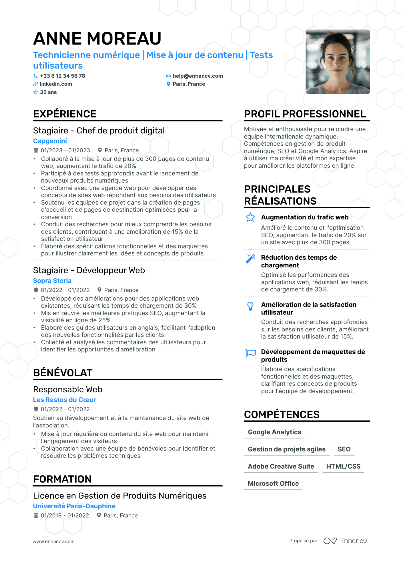 Stage Chef de Projet Digital Resume Example