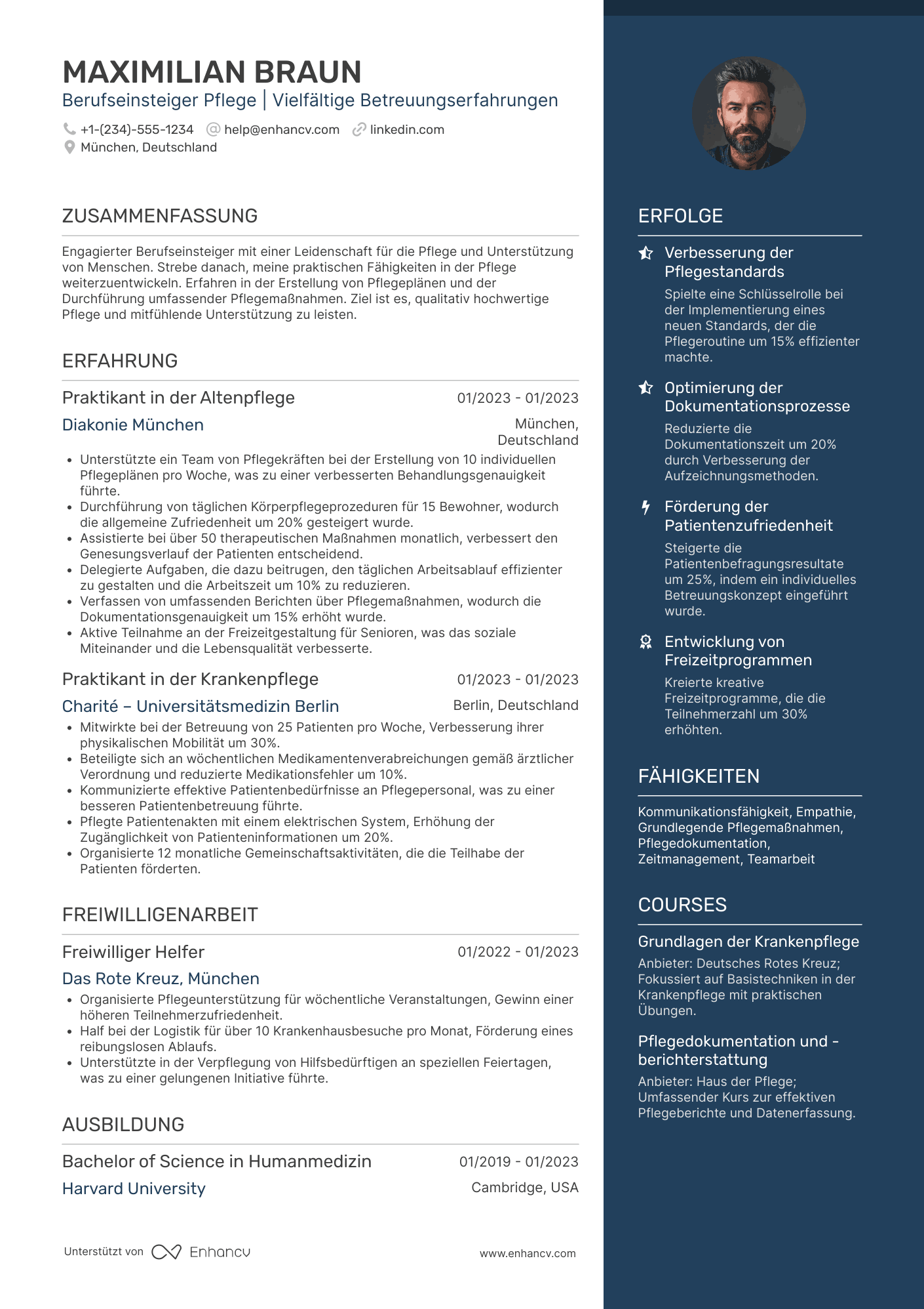 Lebenslauf für Berufseinsteiger Pflege Resume Example