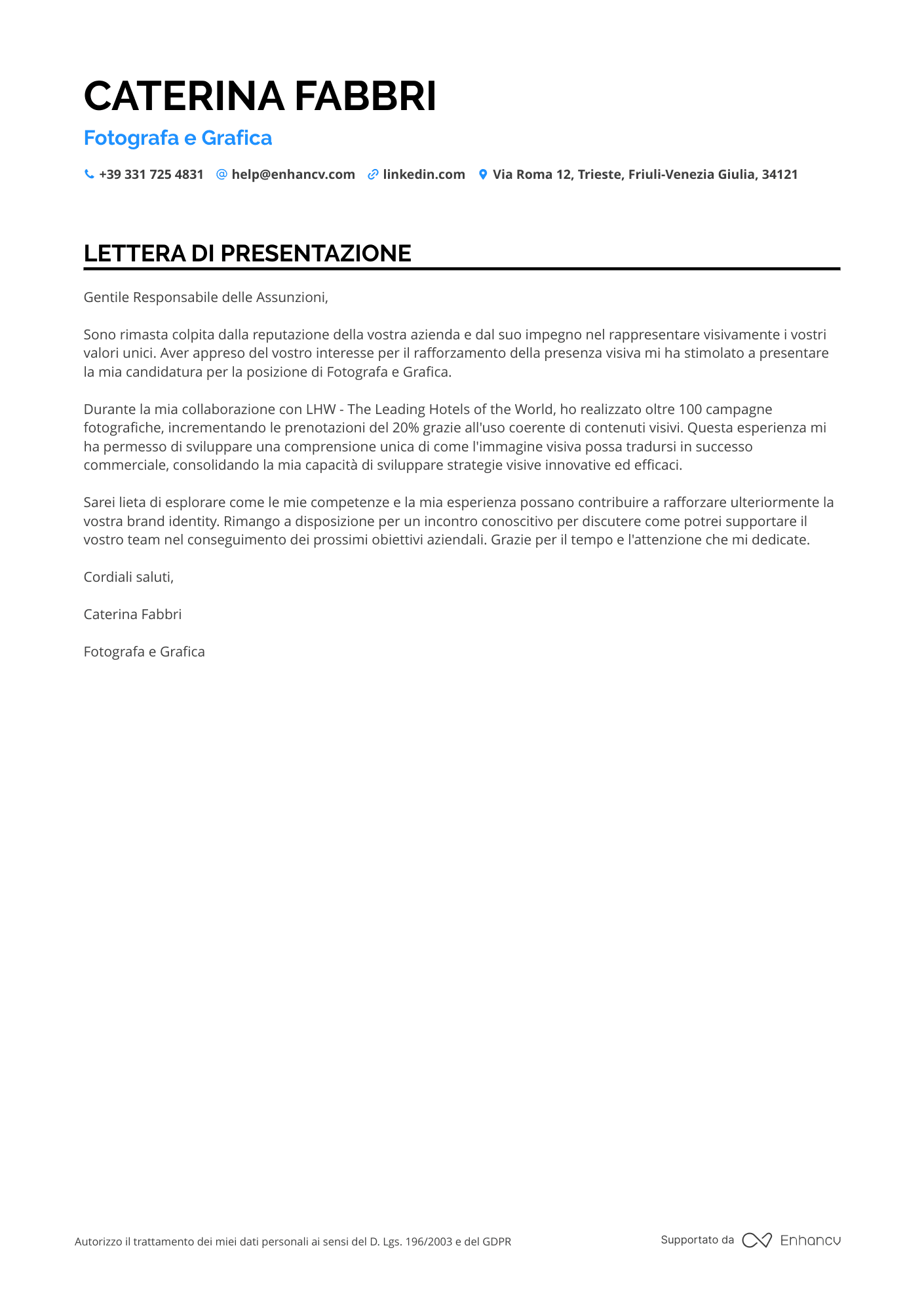 Fotografo di Alimenti Resume Example