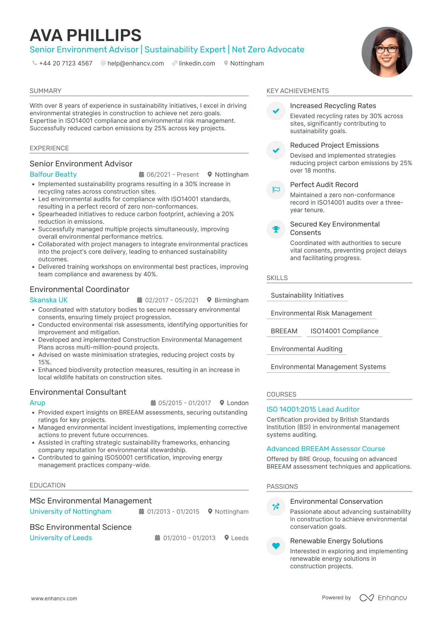 Senior Environmental Auditor Resume Example