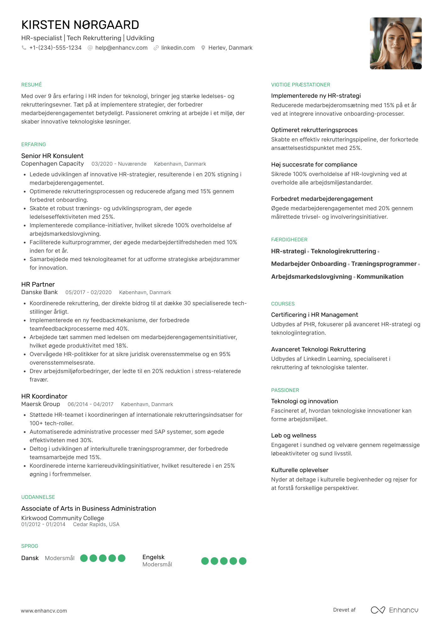 CV til HR specialist – teknologi Resume Example
