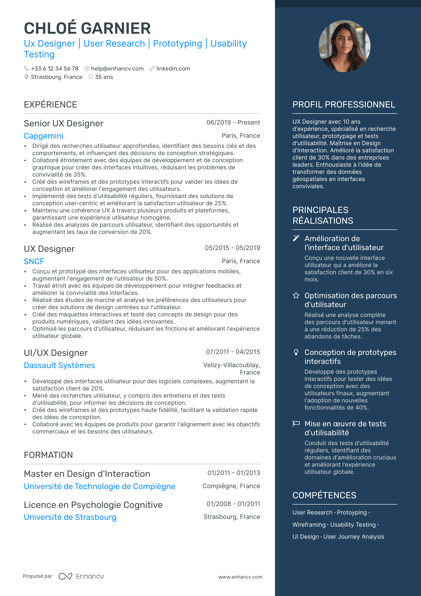 Graphiste UX/UI Resume Example