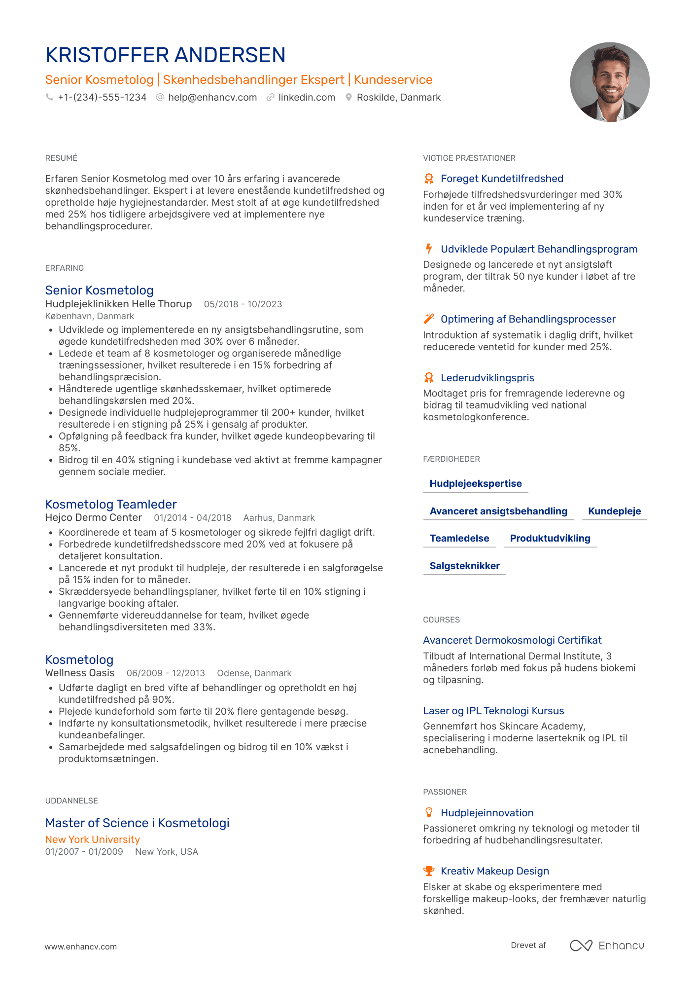 CV til Senior kosmetolog Resume Example