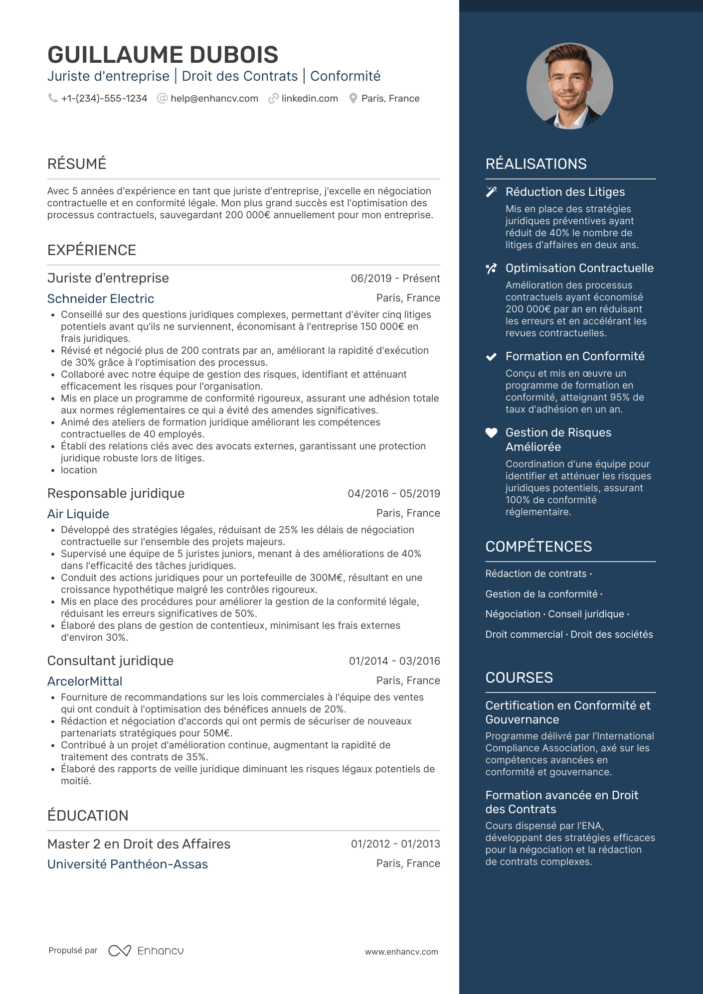 CV de juriste d'entreprise Resume Example