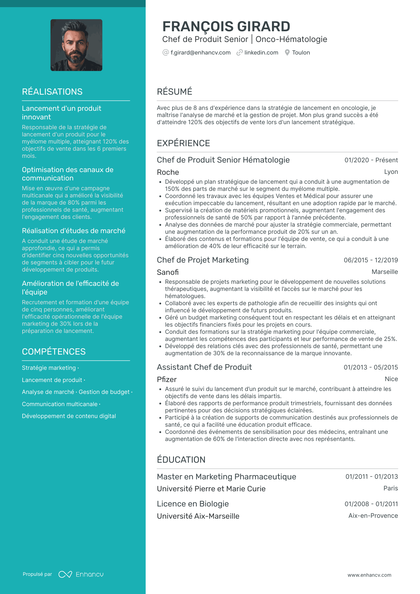 Chef de Produit Pharmaceutique Resume Example