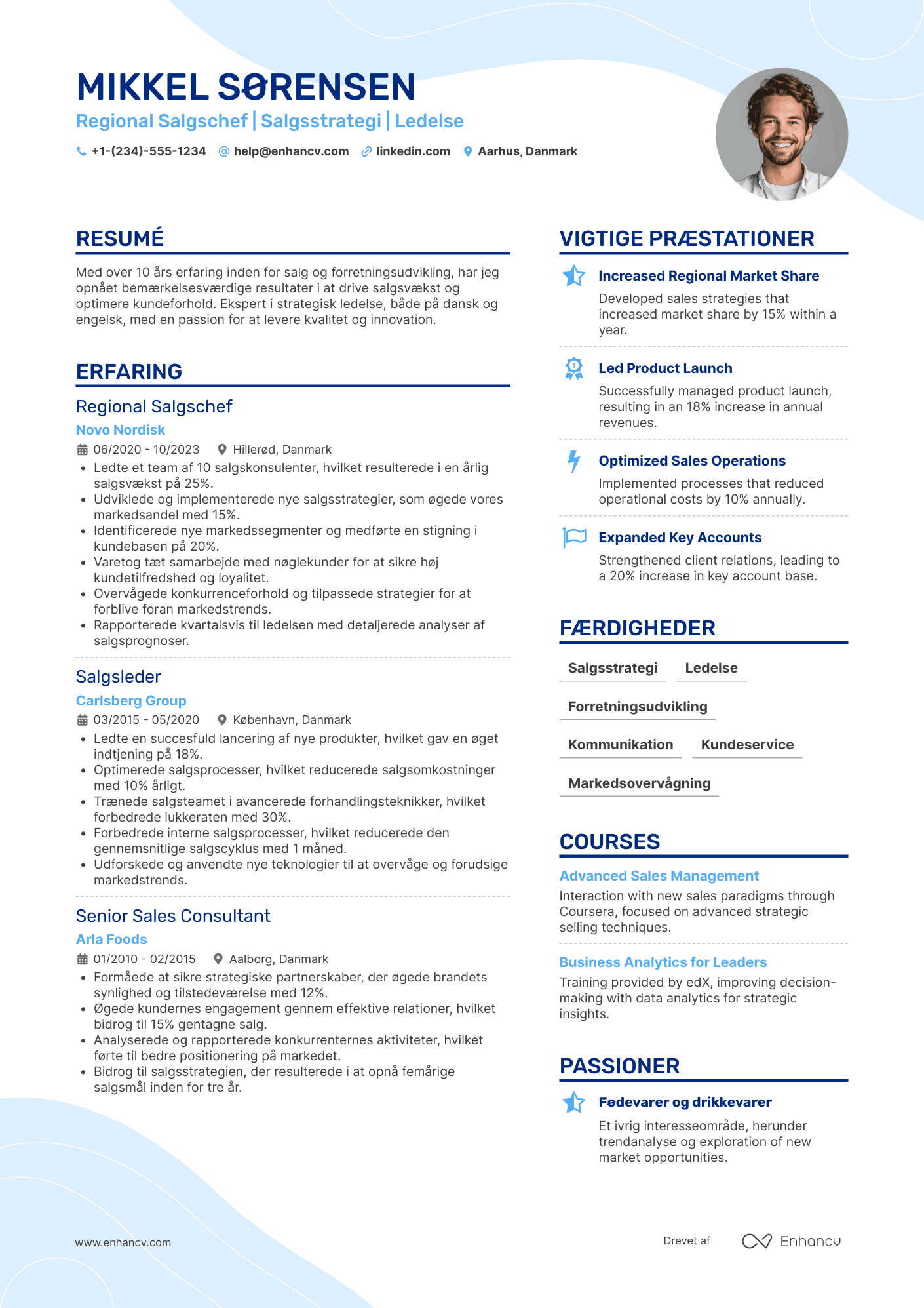 CV til Regional Salgschef Resume Example
